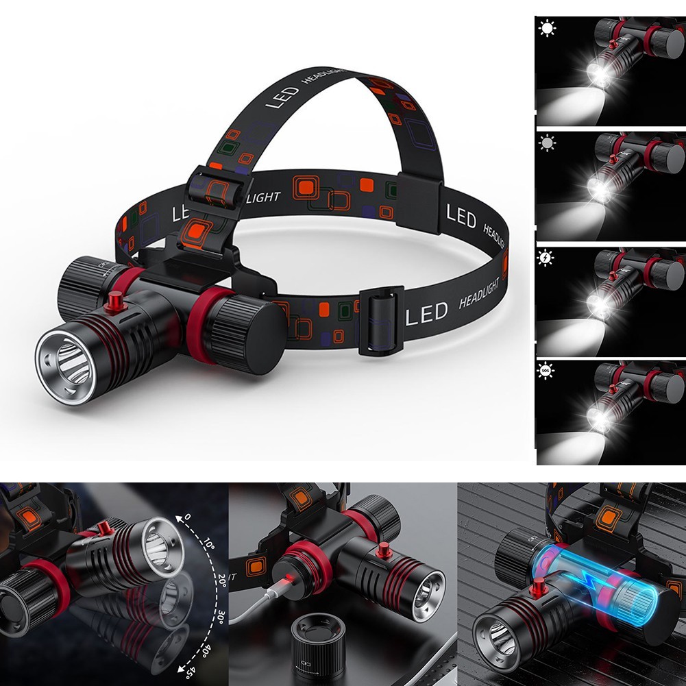 Underwater Diving Headlamp with Four Lighting Modes and Magnetic Switch Control