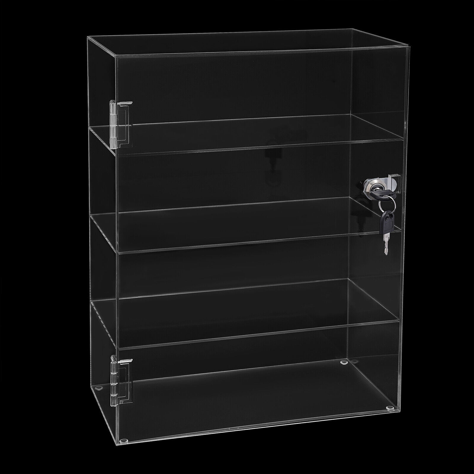 4-Layer Clear Acrylic Display Case 30 × 15 × 40 cm Lockable Countertop Showcase