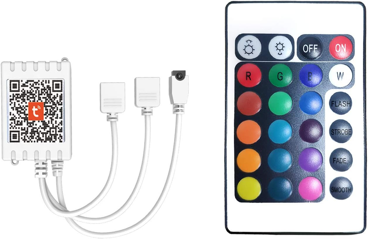 2 Ports 24 Key Tuya Smart Wi-Fi Led Strip Lights Remote Control, 4 Pin Output Di
