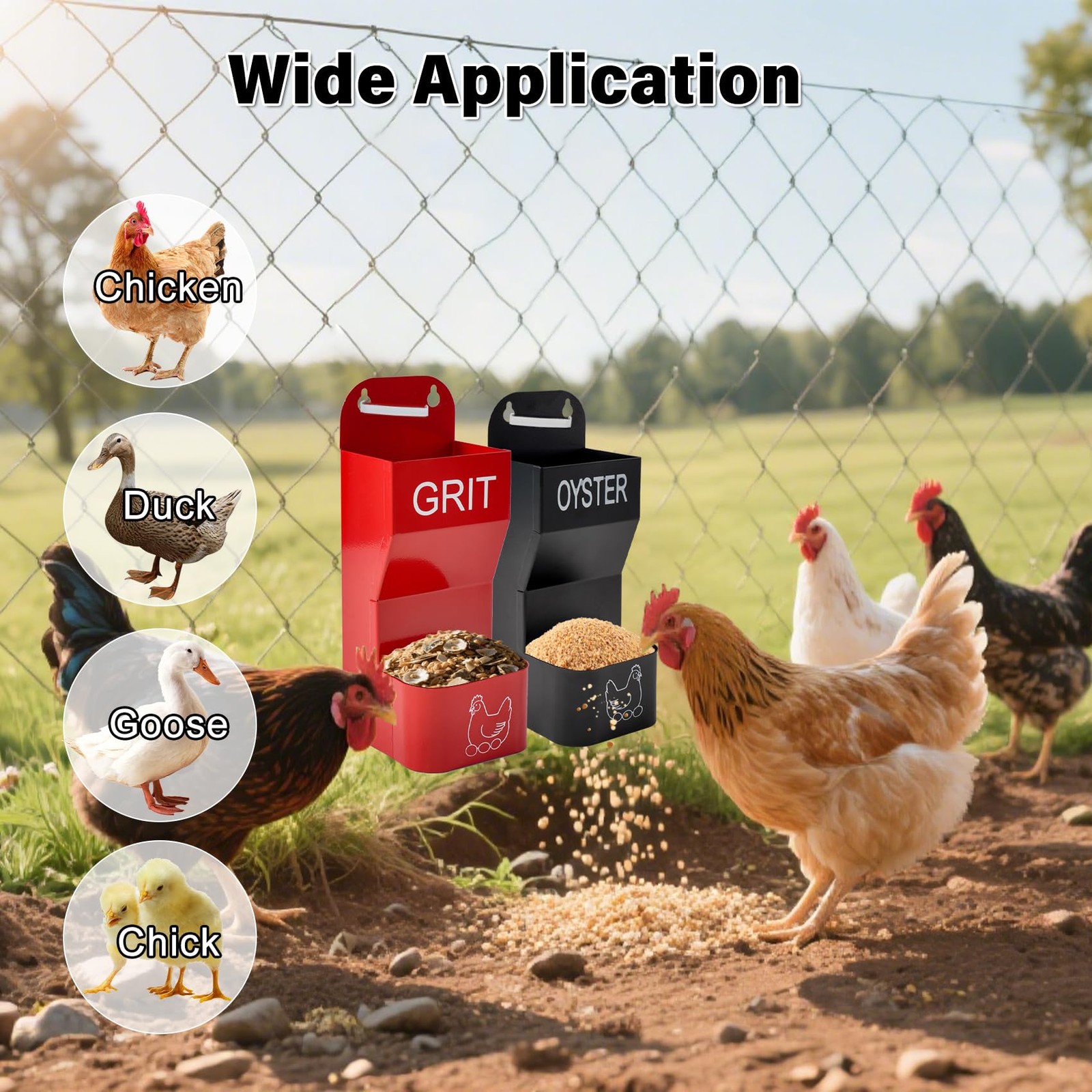 2 Pack Chicken Oyster Shell Feeder and Grit Device, Corner Chicken Feeder, Co...