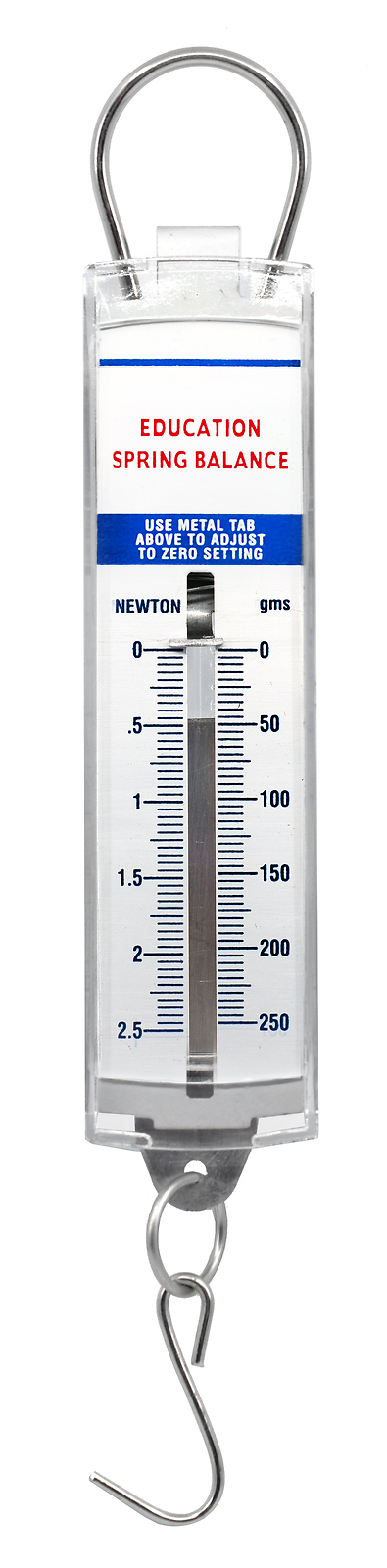 Eisco Premium Spring Balance, 0-250g / 0-2.5N - Dual Scale - Zero Calibration