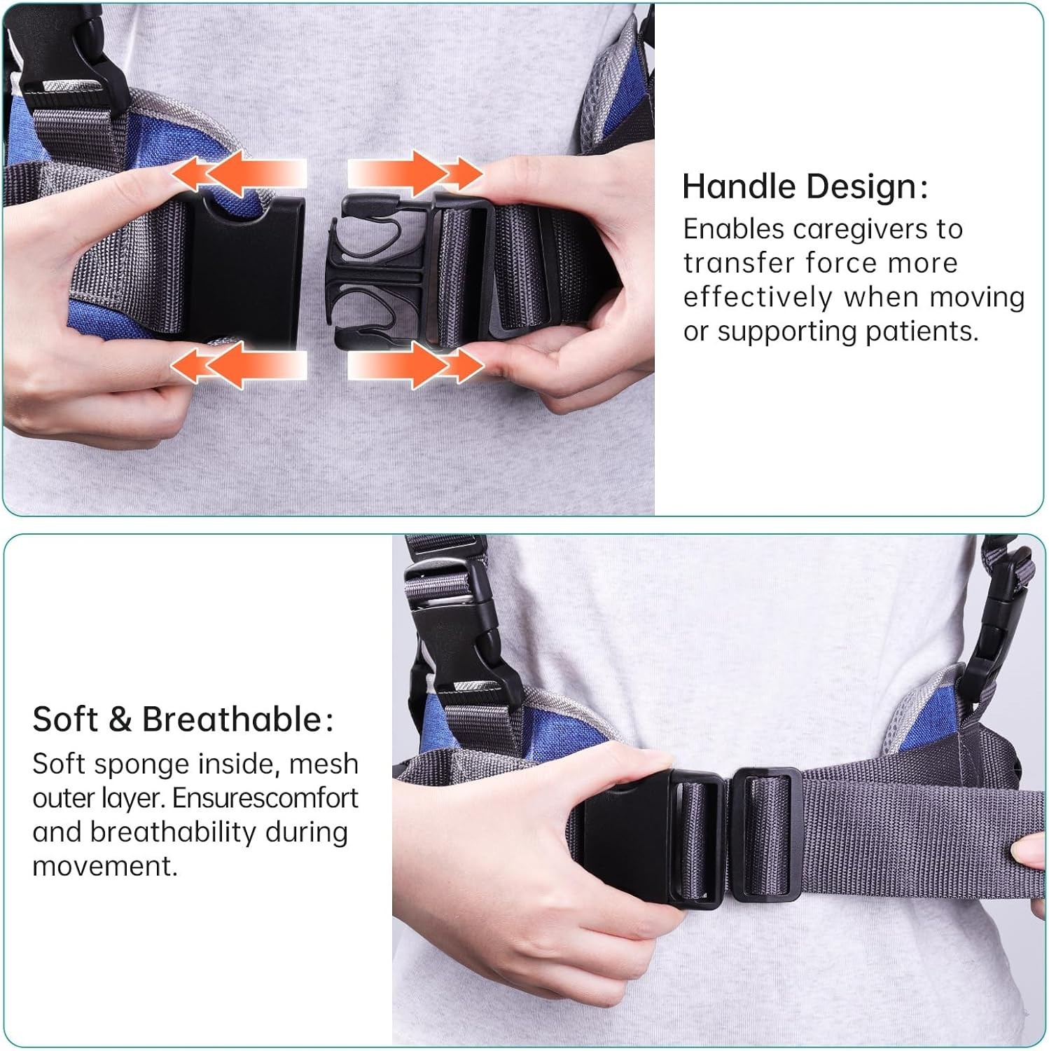 Gait Belt with 5-Pivot Handle - Lift Assist Technology Reduces Caregiver Stra...