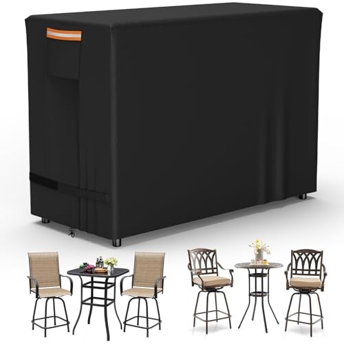 COSHNIBI Bar Height Patio Swivel Set Cover for 3 70"L x 32"W x 47"H Black