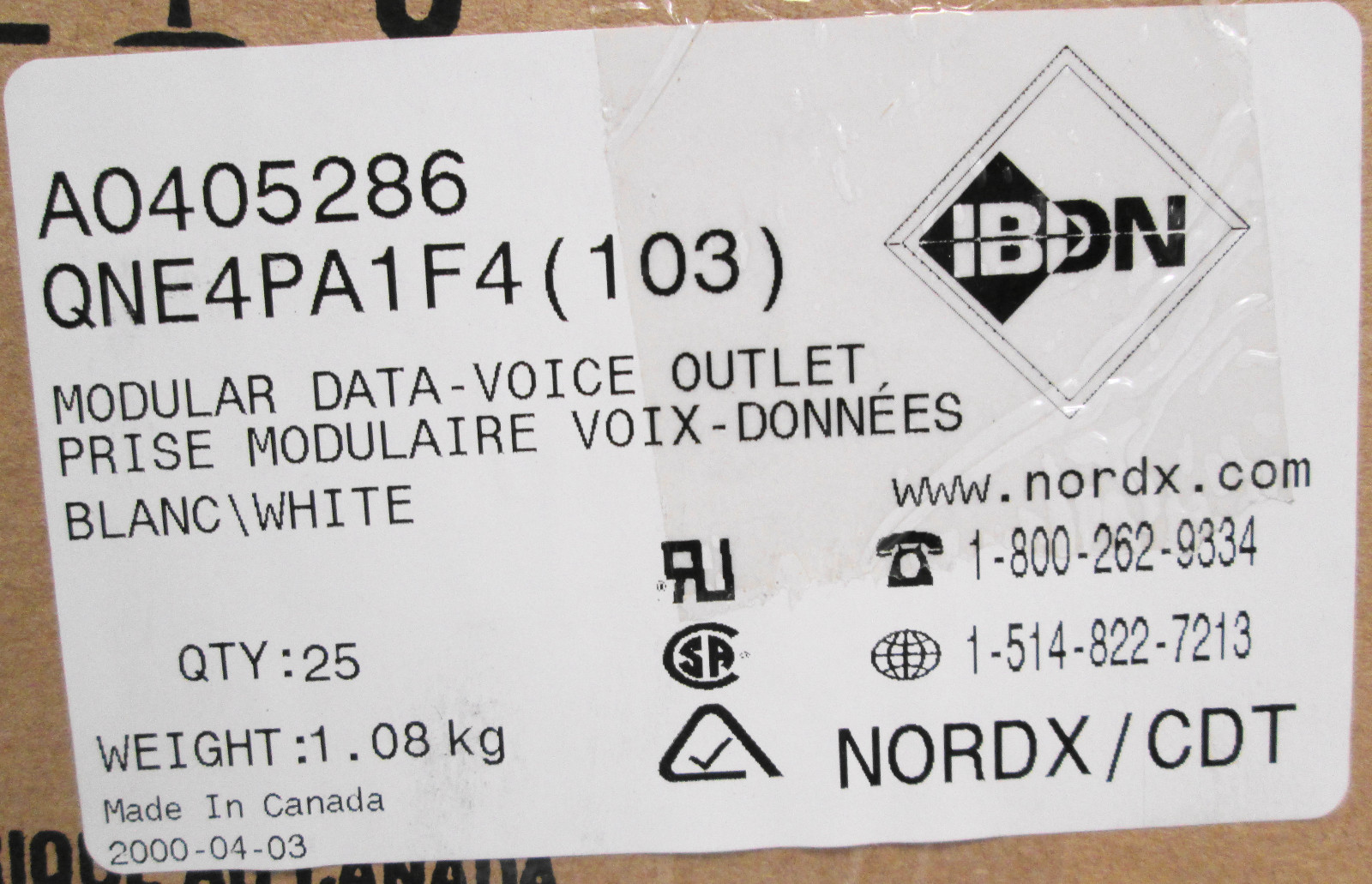 NORDX A0405286 QNEPA1F4 (103) IBDN Modular Data-Voice Outlets (Lot of 50)