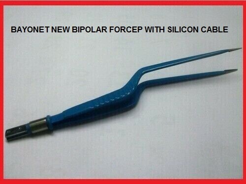 ELECTROSUR.GICAL MINI CAUTERY BAYONET BIPOLAR FORCEP 01 WITH SILICON CABLE 01 $#