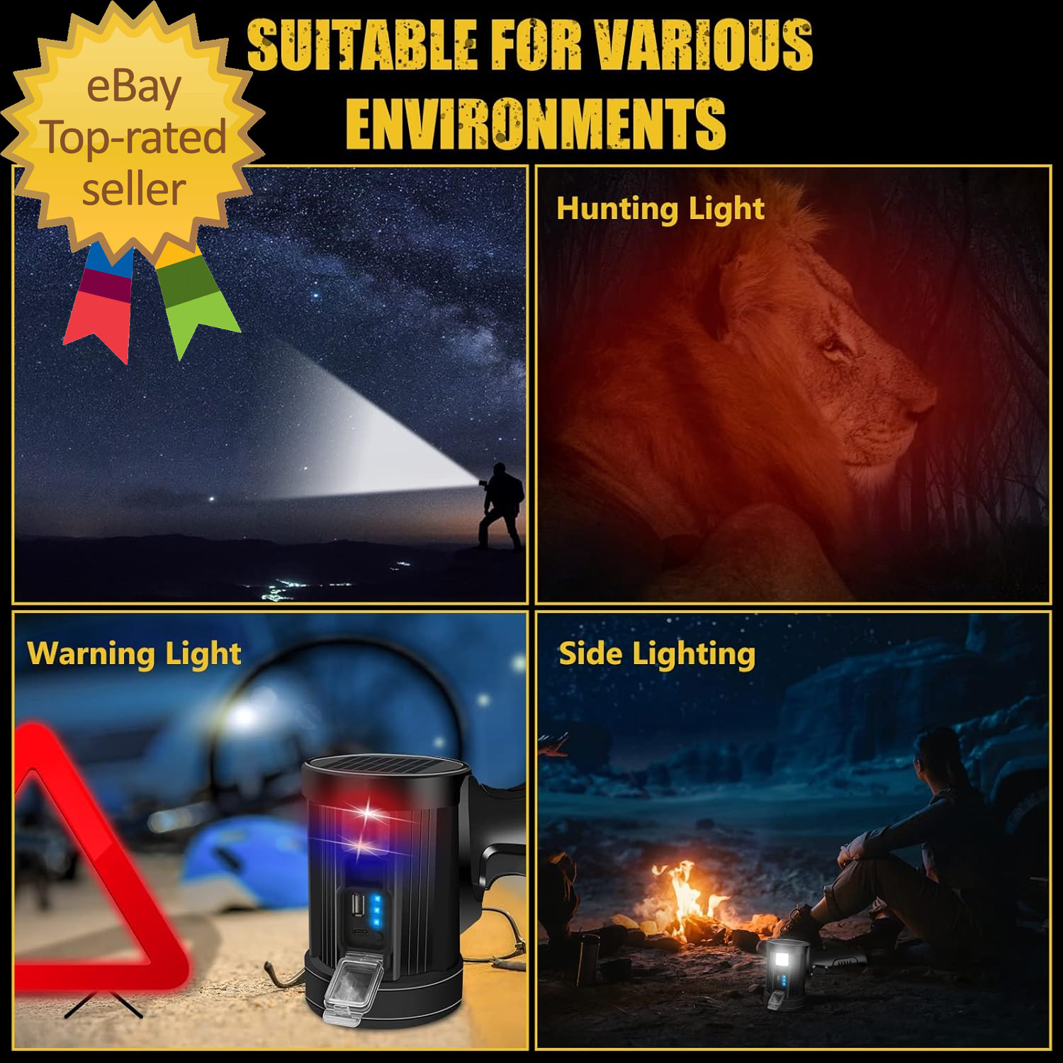 Spotlight 100000 Lumens 6 Modes Led Rechargeable Spotlight Flashlight