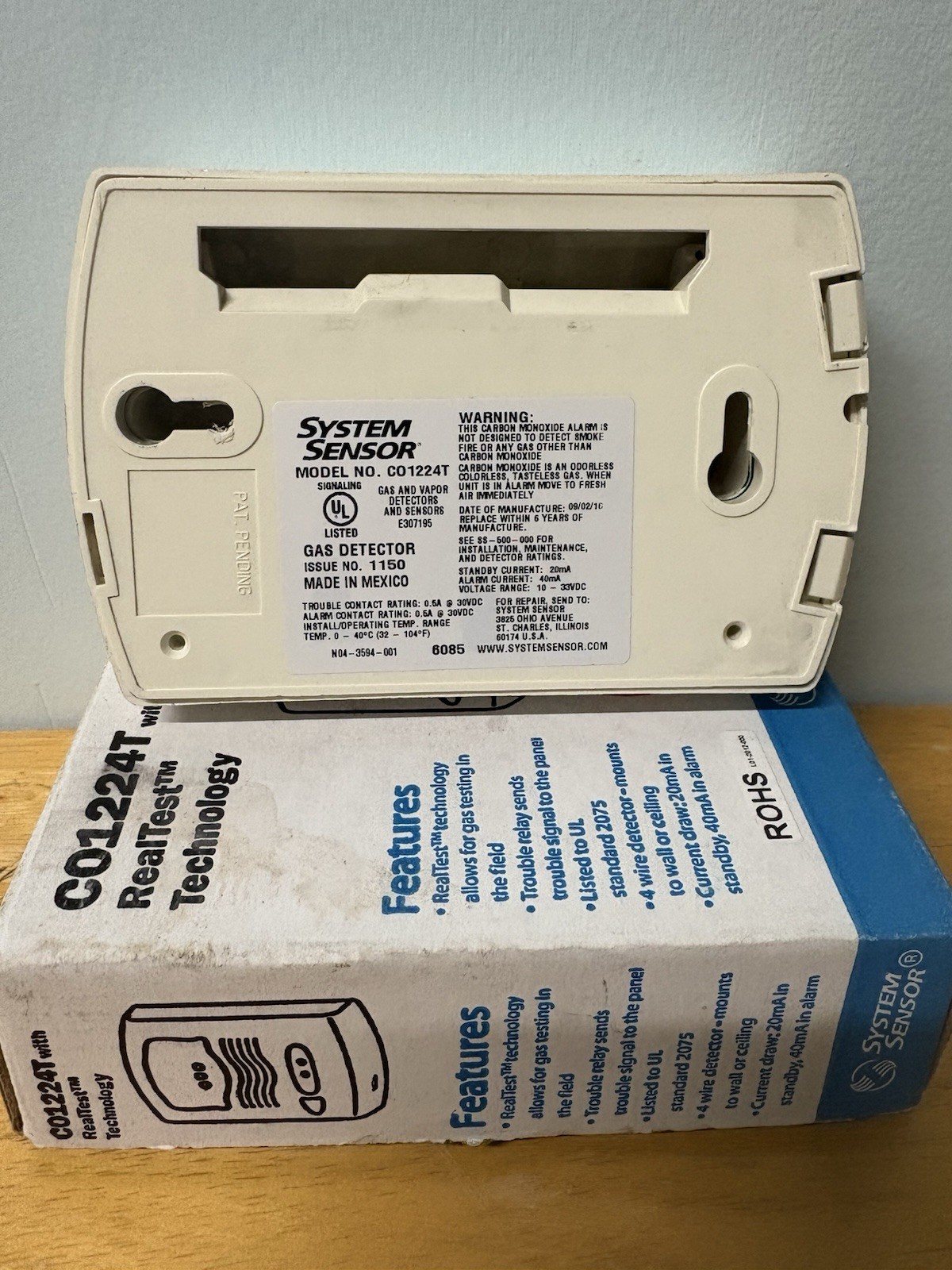 System Sensor CO1224T With Real Test Technology