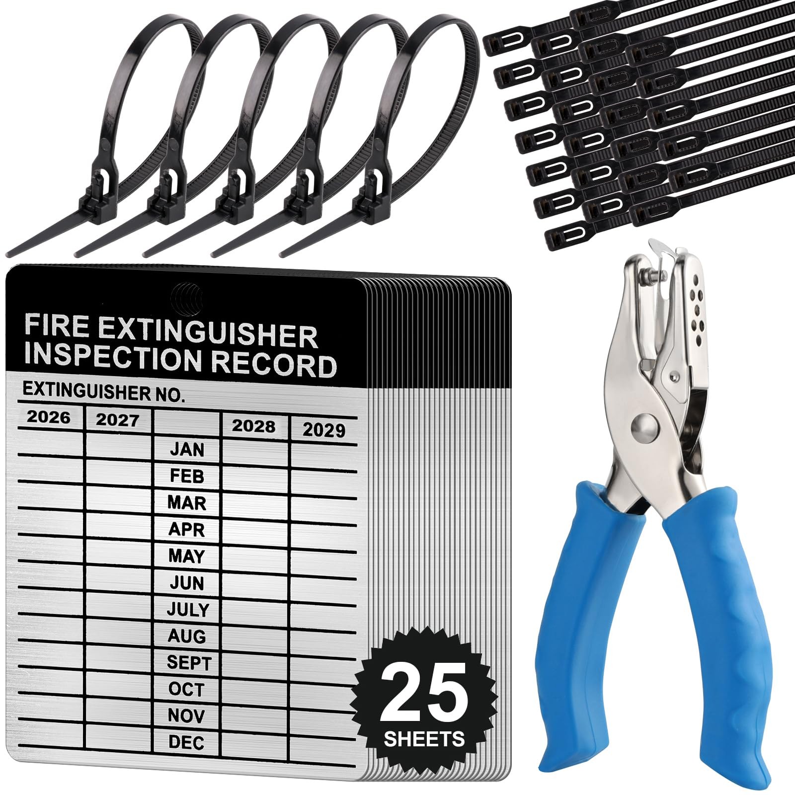 25 Sets Metal Inspection Tags Safety Inspection Tags Fire Extinguisher Inspec...