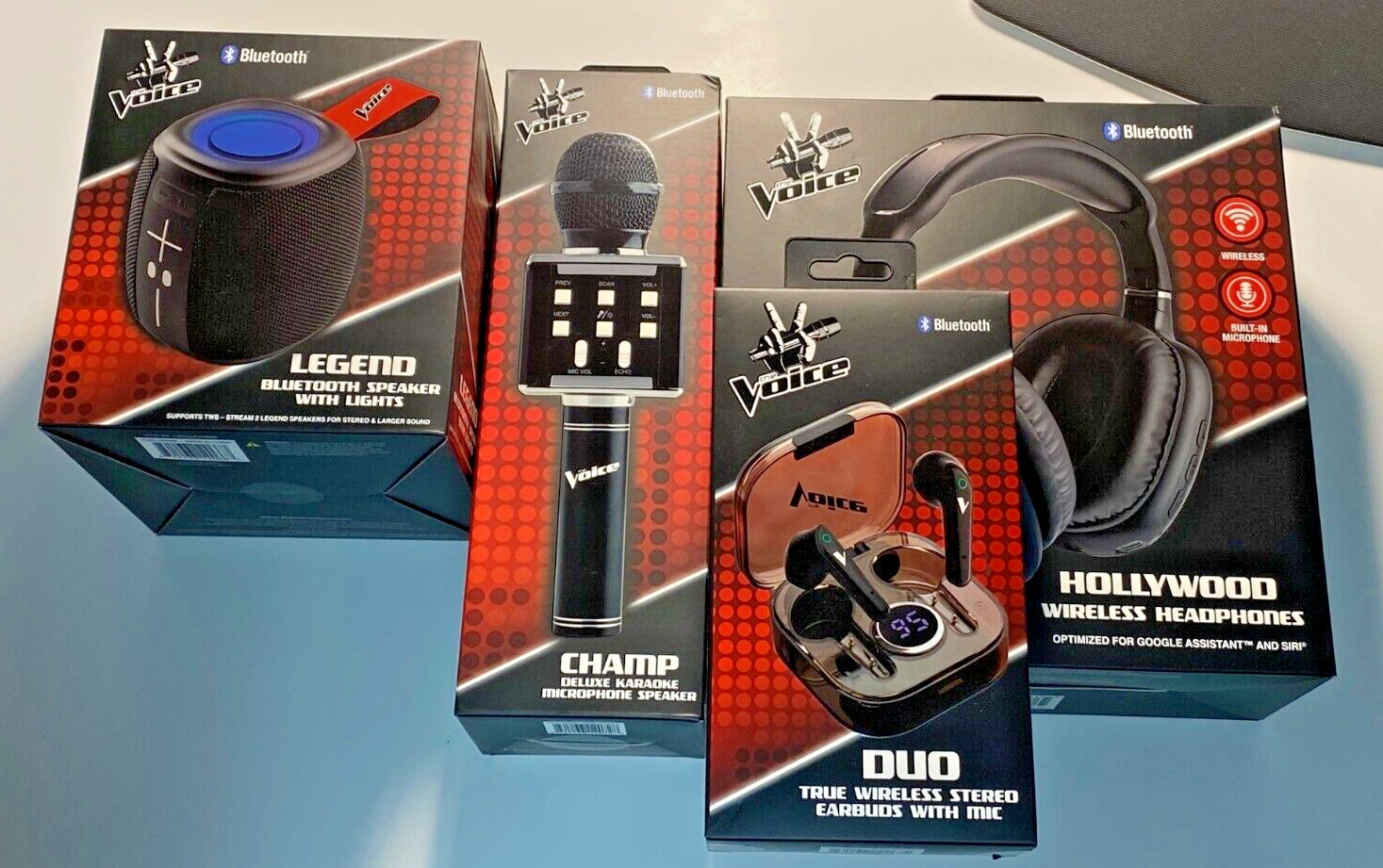 NEW The Voice DUO EARBUDS, SPEAKER W/LIGHTS, HEADPHONES, MICROPHONE-ALL WIRELESS