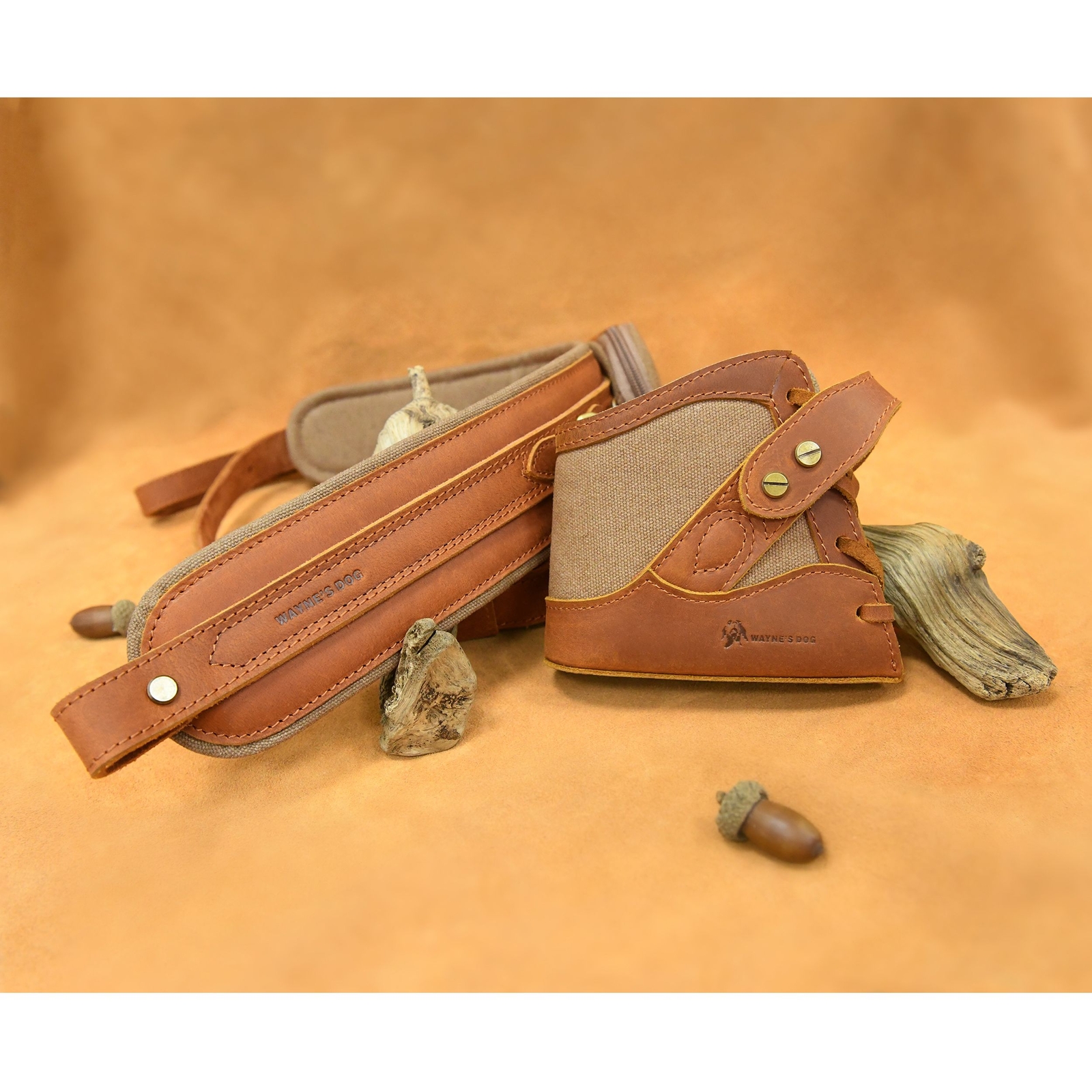 No Drill Suit Canvas Leather Rifle Recoil Pad Buttstock with Gun Sling Strap