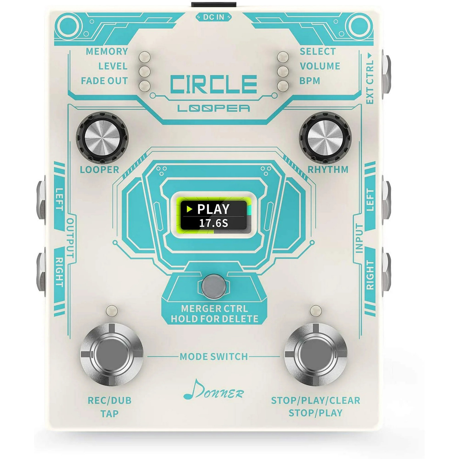 Donner EC1289 Circle Looper Guitar Effect Pedal with Time Progress Bar Display