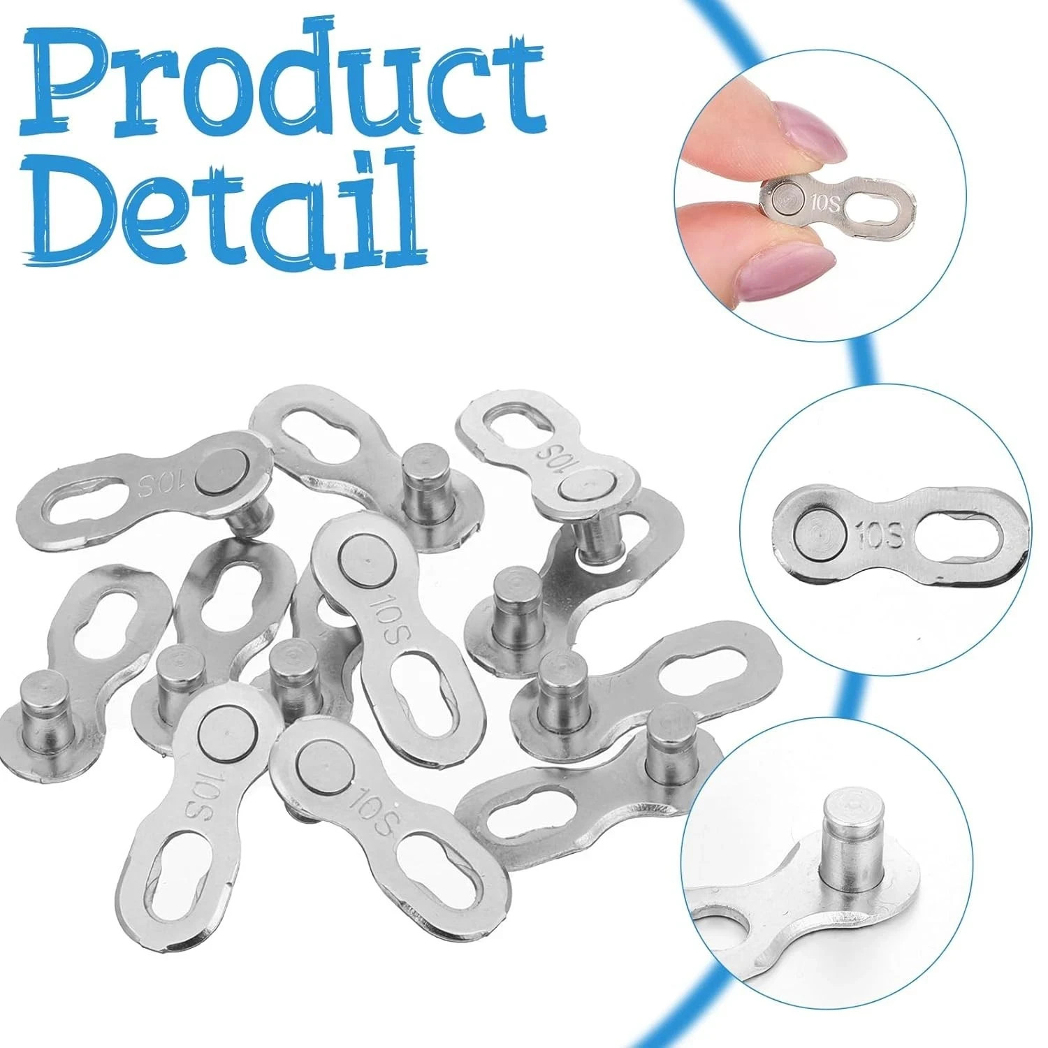 6 Pairs 10 Speed Bicycle Chain Missing Link Quick Connector Repair Set Silver