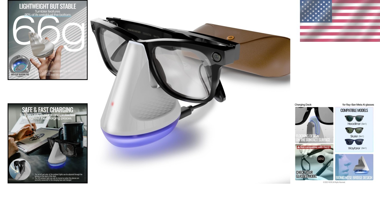 Ray-Ban Meta Charging Dock with RGB Ambient Light & Smart Protection Technology
