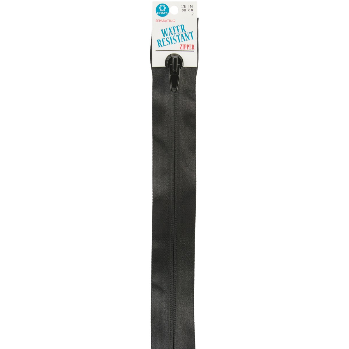 Water-Resistant Separating Zipper 26" Black