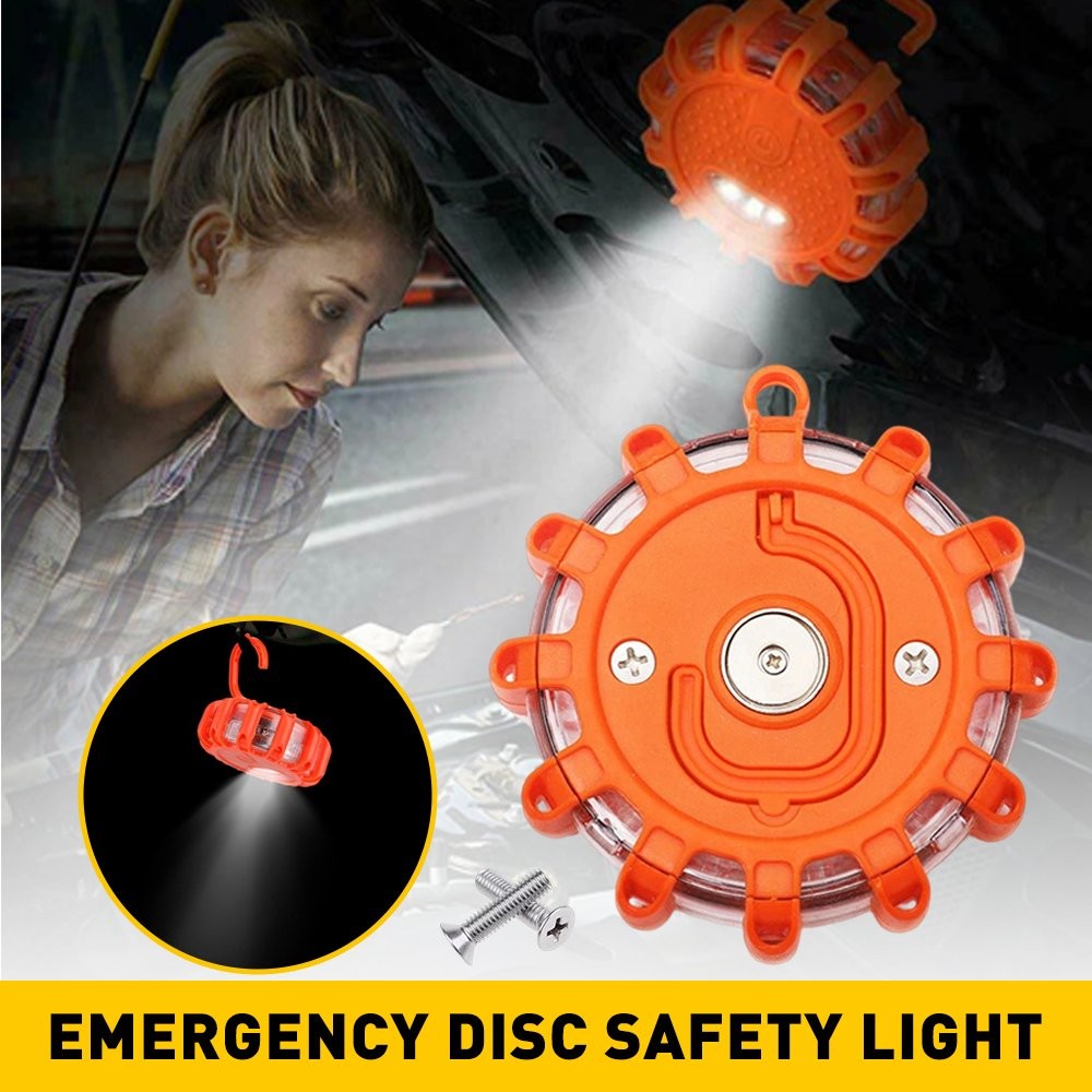 8 LED Road Emergency Flares Disc Safety Light Flashing Roadside Beacon Warning'