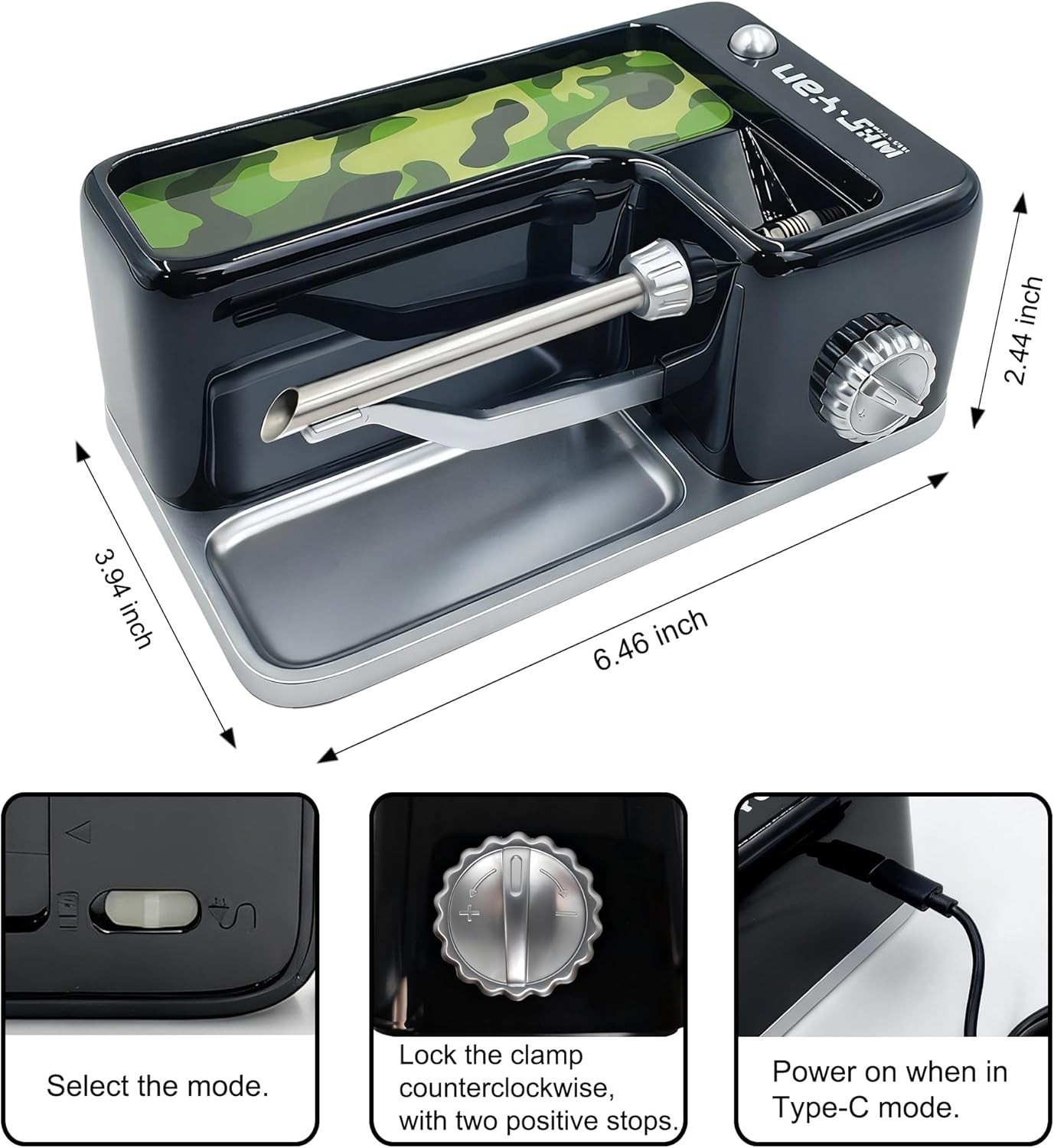 Cigarette Rolling Machine, Electric Pre-Roll Cone, USB-C/Automatic Electric