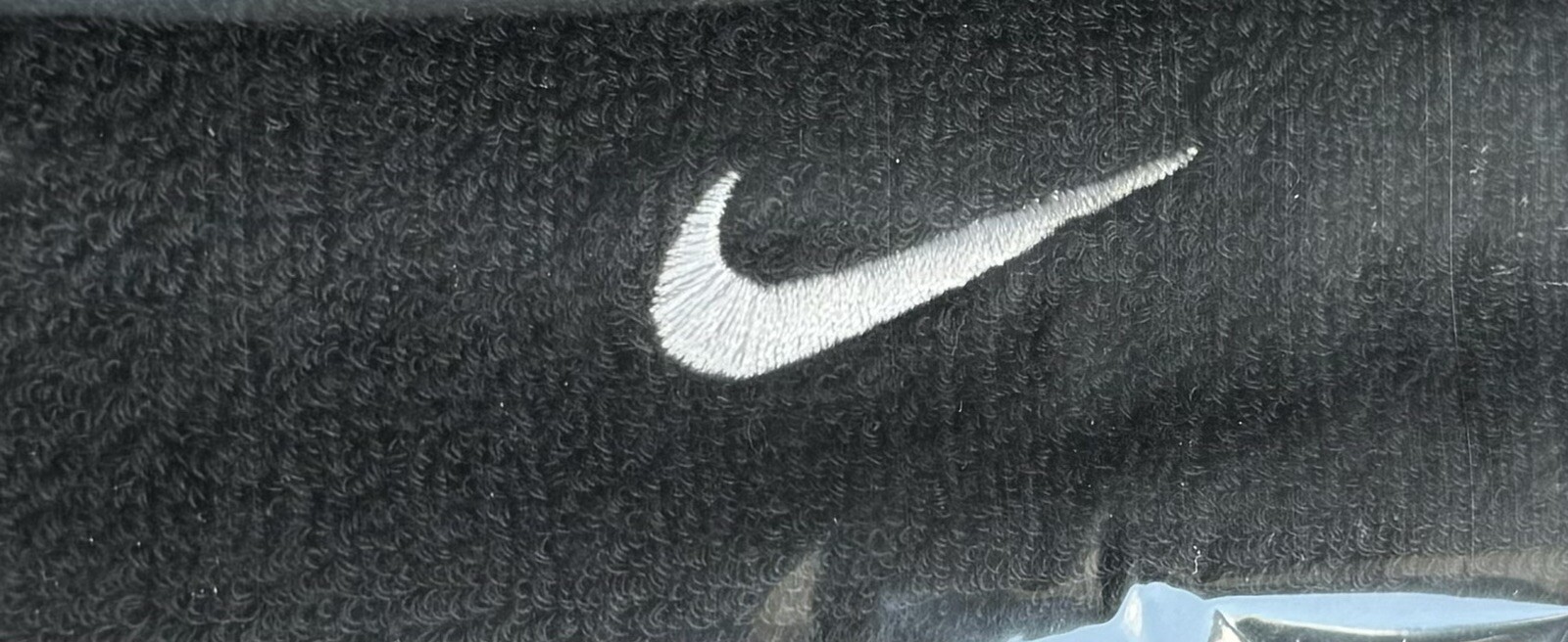 Nike Headband One Size Black Athletic Unisex White Swoosh In Plastic