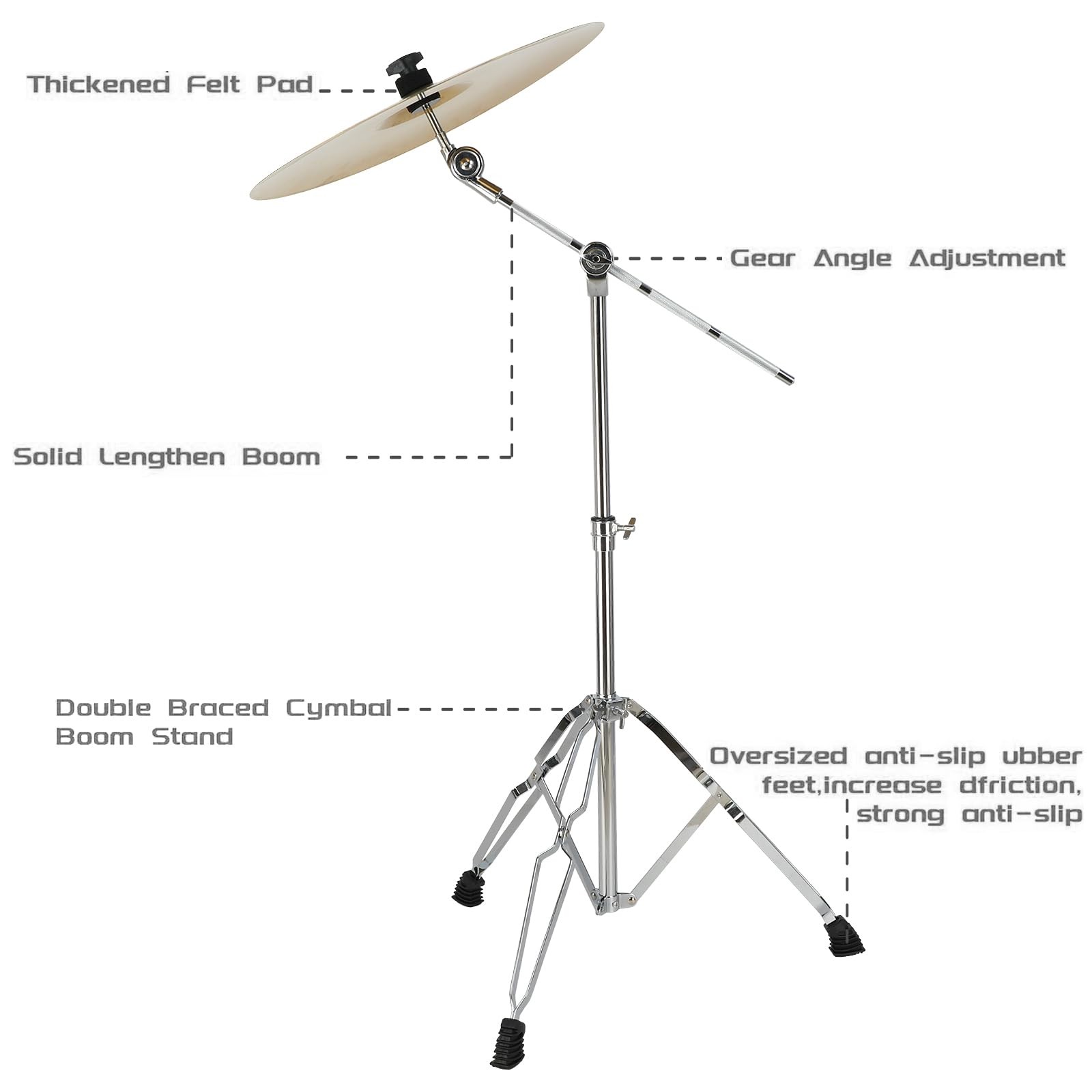 Cymbal Stand Single-braced Boom Adjustable for Drum Hardware - Stable Portable