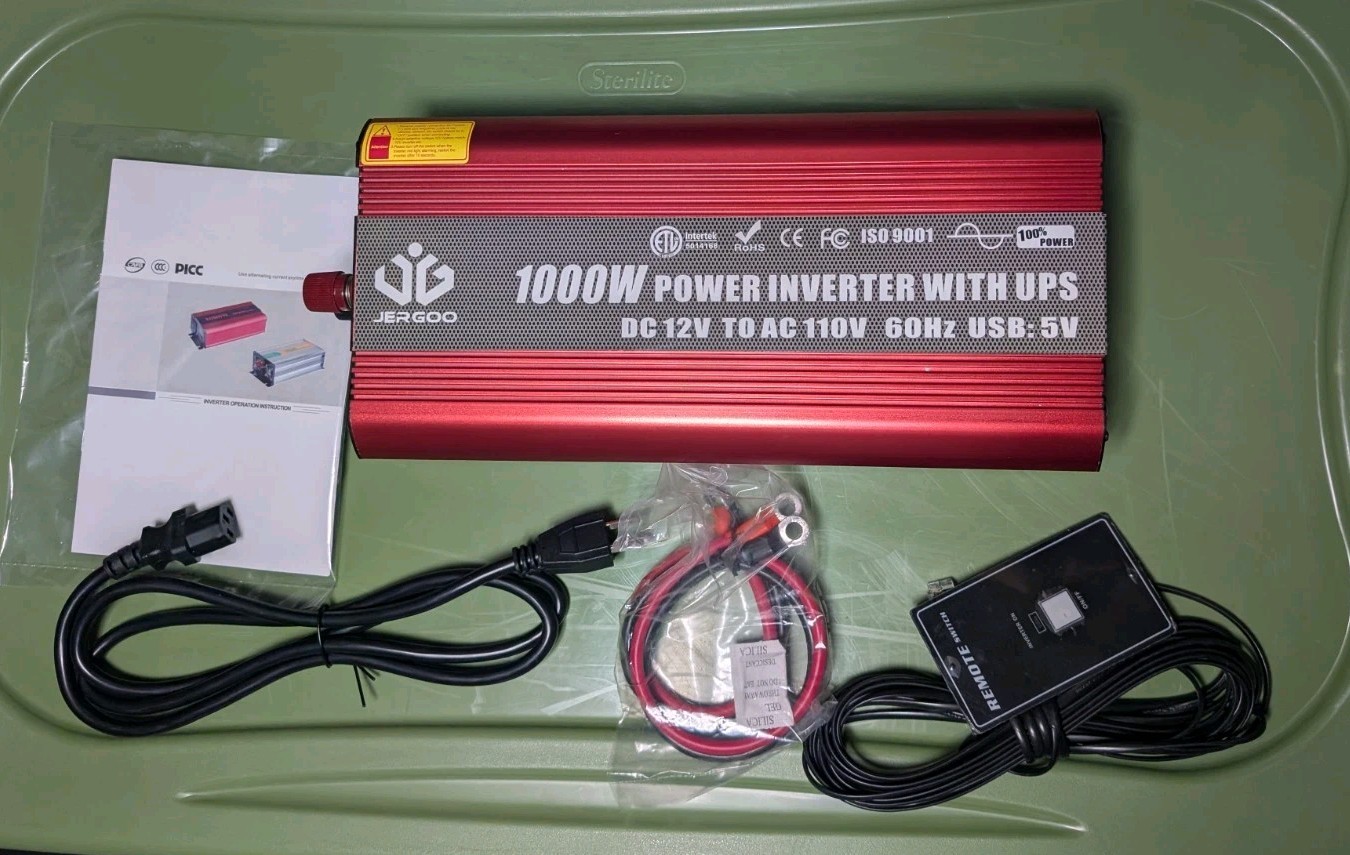 *JERGOO 1000W POWER INVERTER WITH UPS DC 12V TO AC 110V RV Solar Boondocking