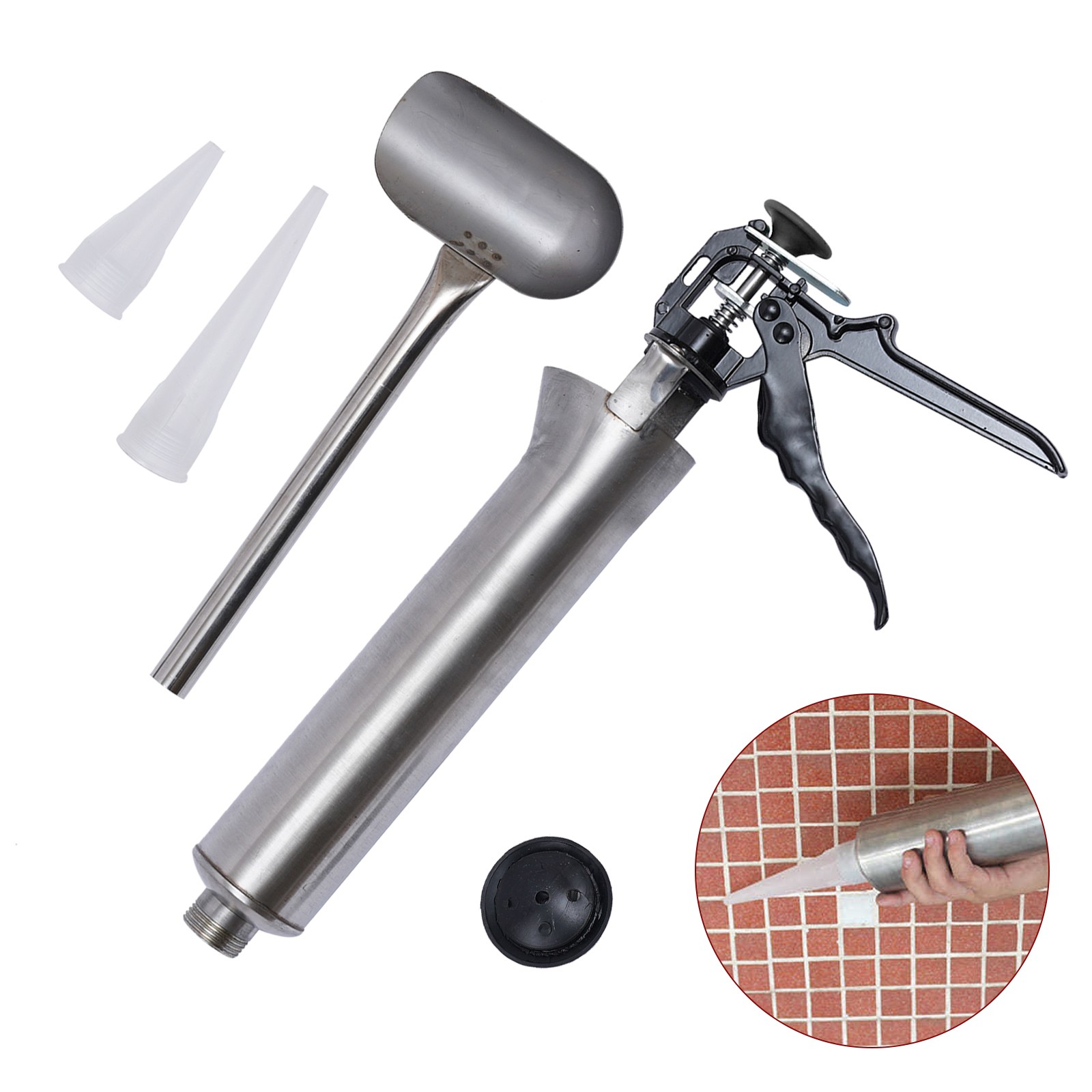 Mortar Pointing Grouting Gun Cement Grout Mortar Caulk Pointing Gun Stainless US