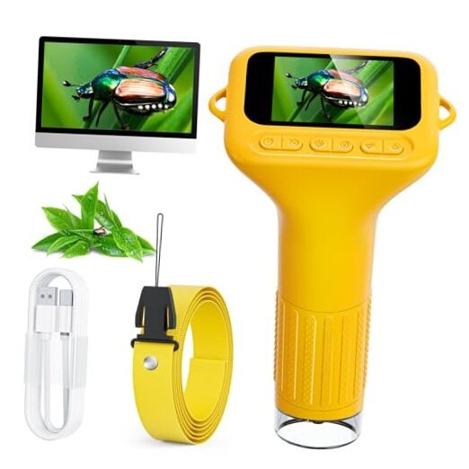 Kids' Digital Microscope - 2" Screen 1000X - Handheld HD - Yellow