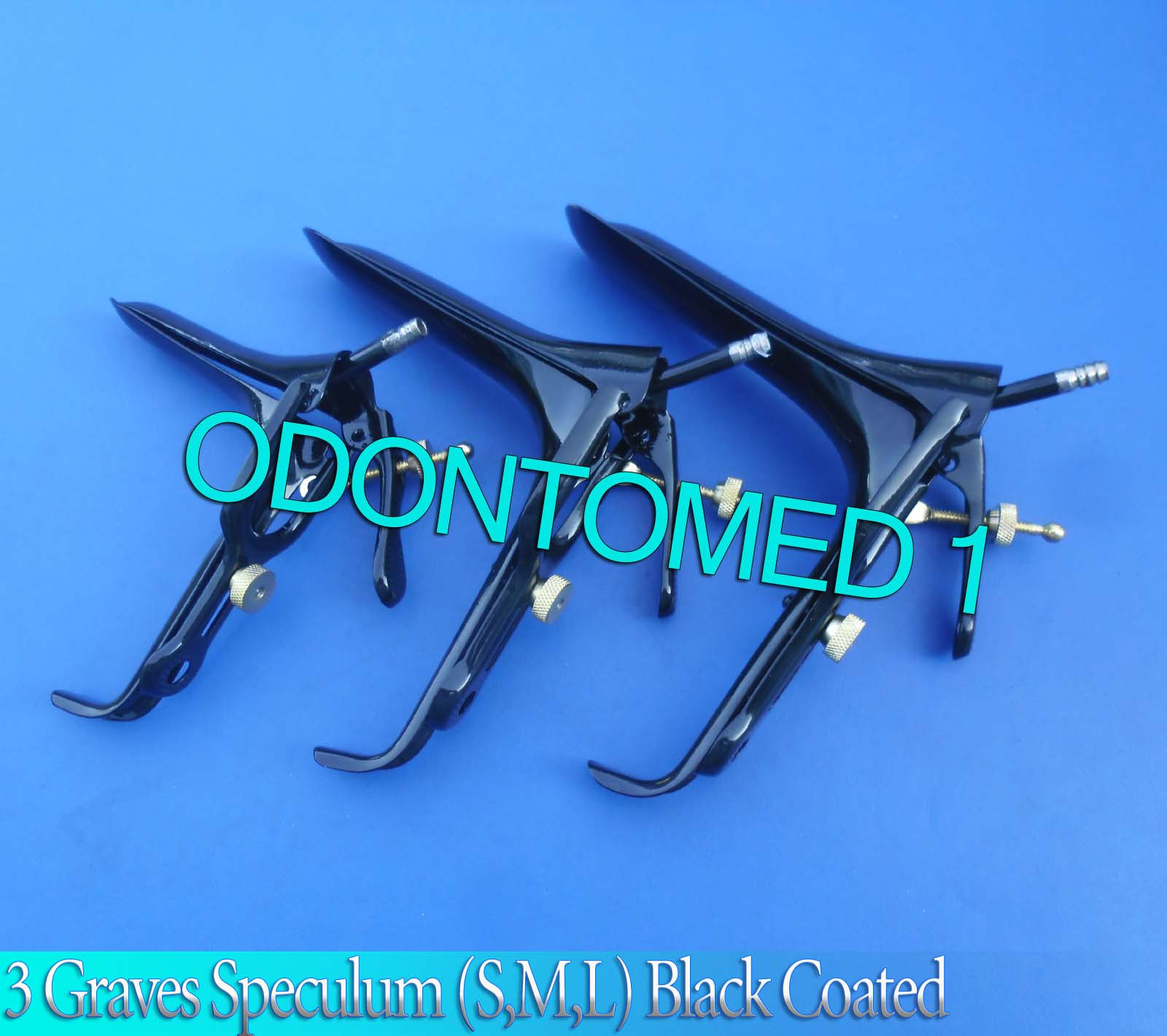 3 Pcs Black Coated Leep Vaginal Speculum (S.M.L) Ob/Gyneclogy Instruments