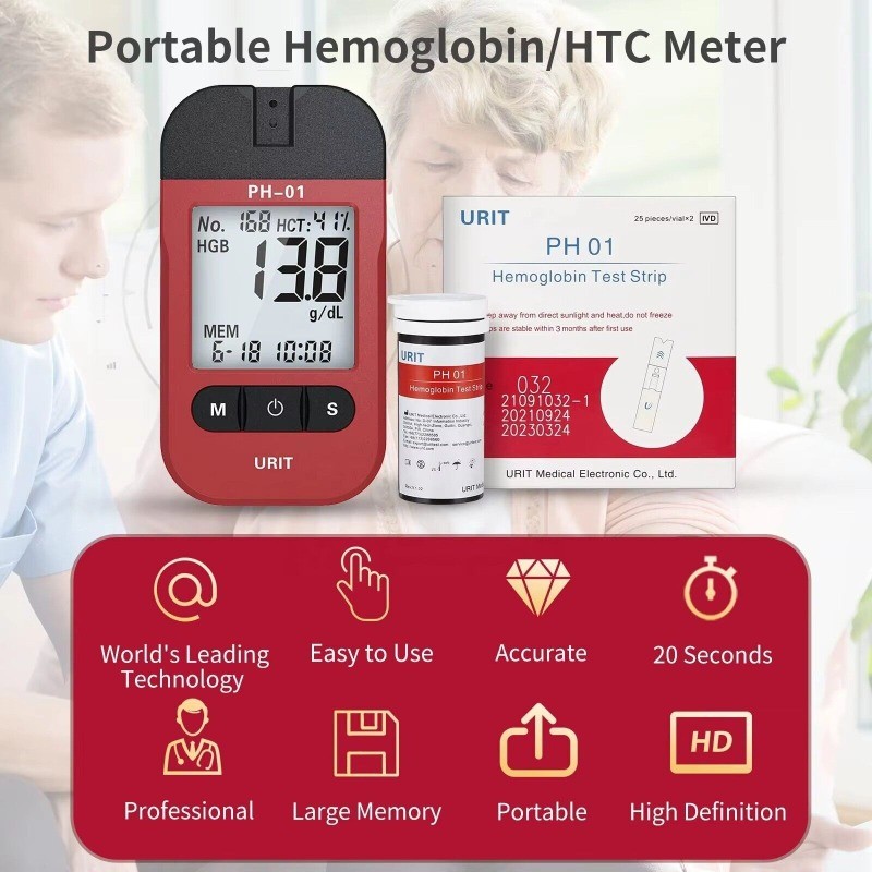 Hemoglobin Test Meter Kit 25 Test Strips & Lancets Home Blood Testing gt