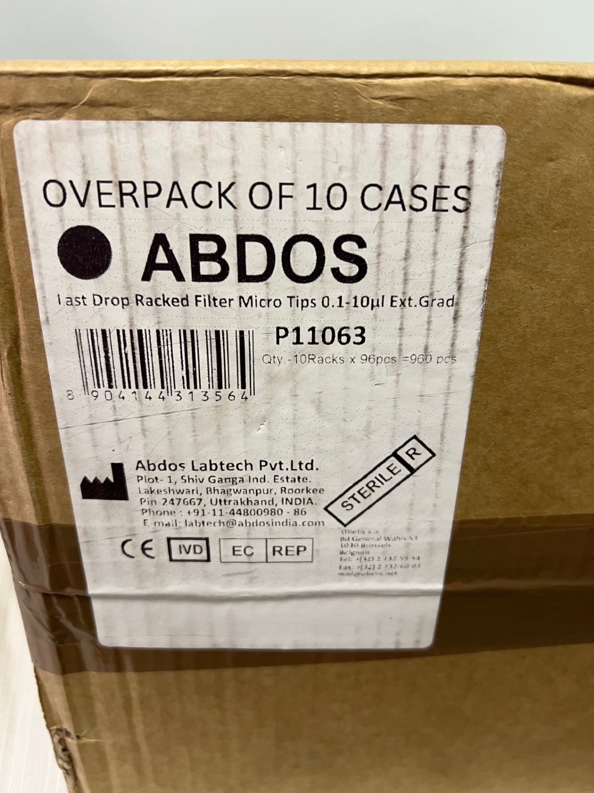 Abdos P11063, Over pack of 10 x 960 Universal tips, 0.1-10uL Ext Grad