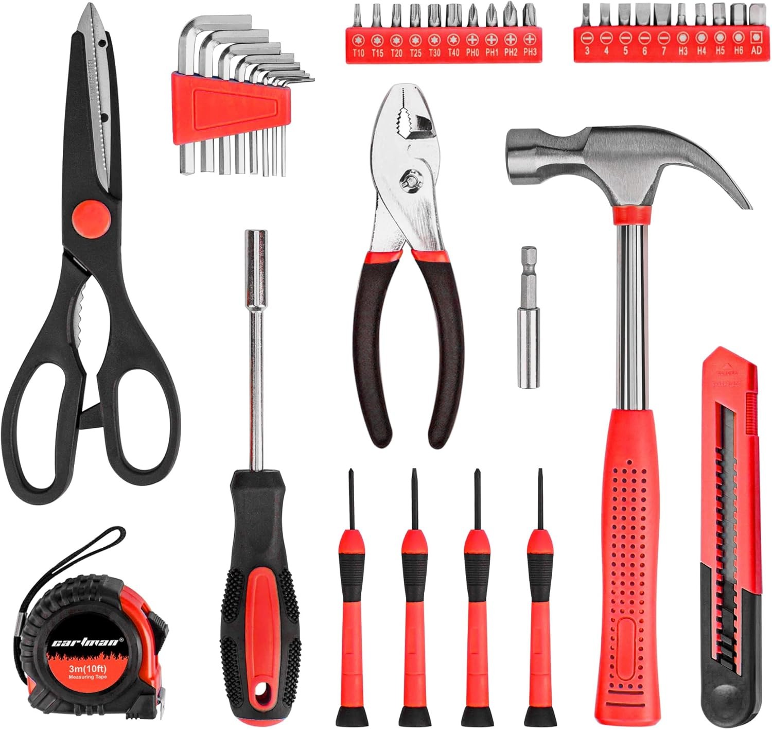 CARTMAN 39 Piece Tool Set with Toolbox 2 Pack Red