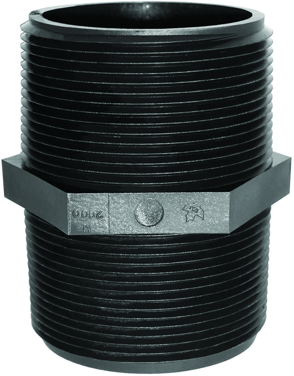 Green Leaf M 3800 P 3/8" Polypropylene Plastic Pipe Hex Nipple Black