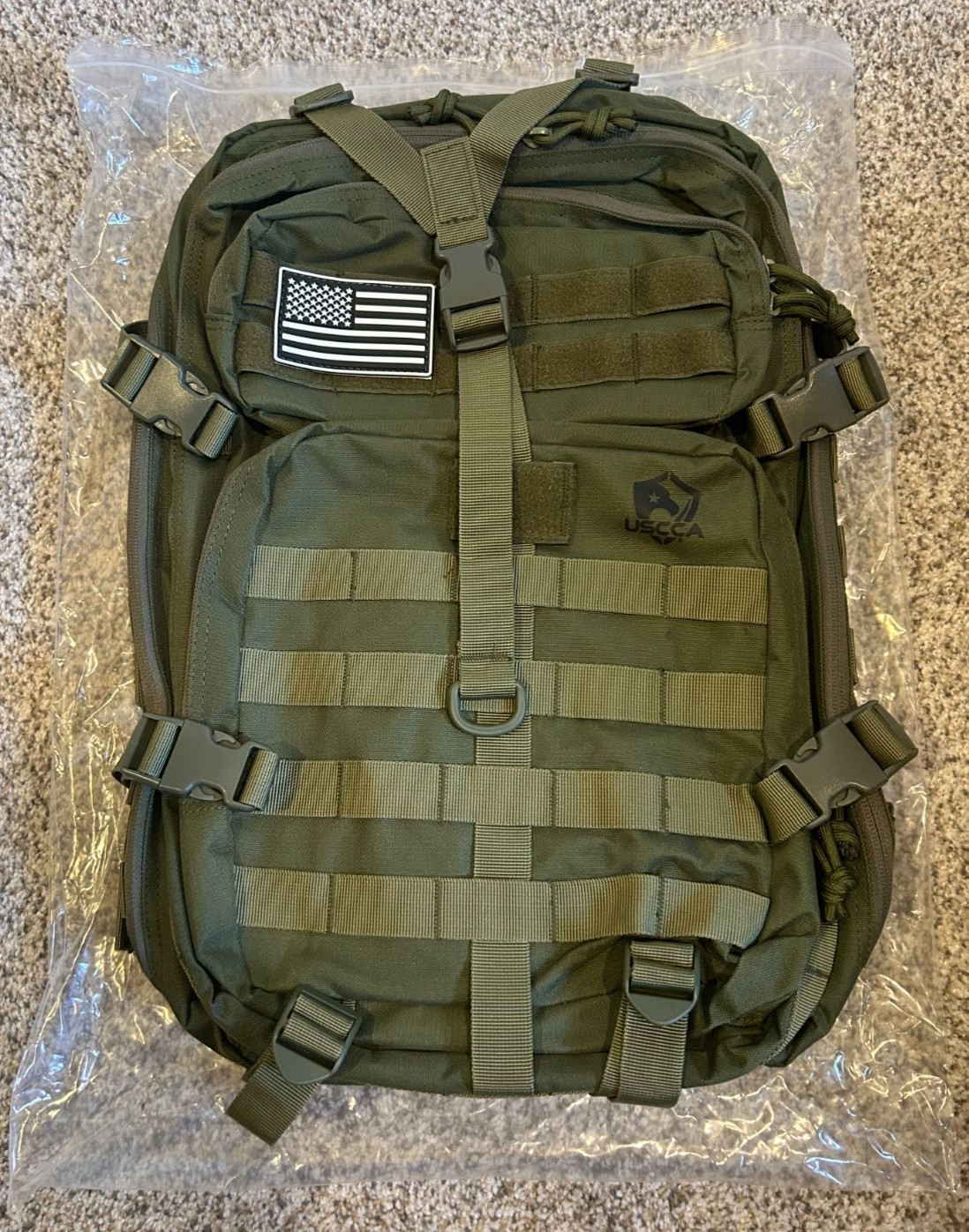 NEW USCCA Tactical Backpack Military Green Compression Straps, Multi Pockets