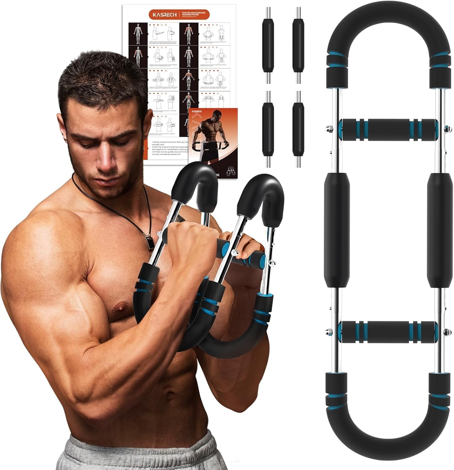 Twister Arm Trainer, 40-100Lb Adjustable Power Twister Bar, Chest Shoulder