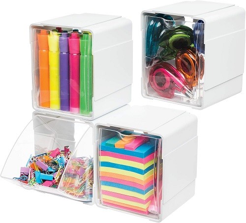 Deflecto 119 x 137 x 132 mm Interlocking Tilt Bin (Pack of 4) 421103CR