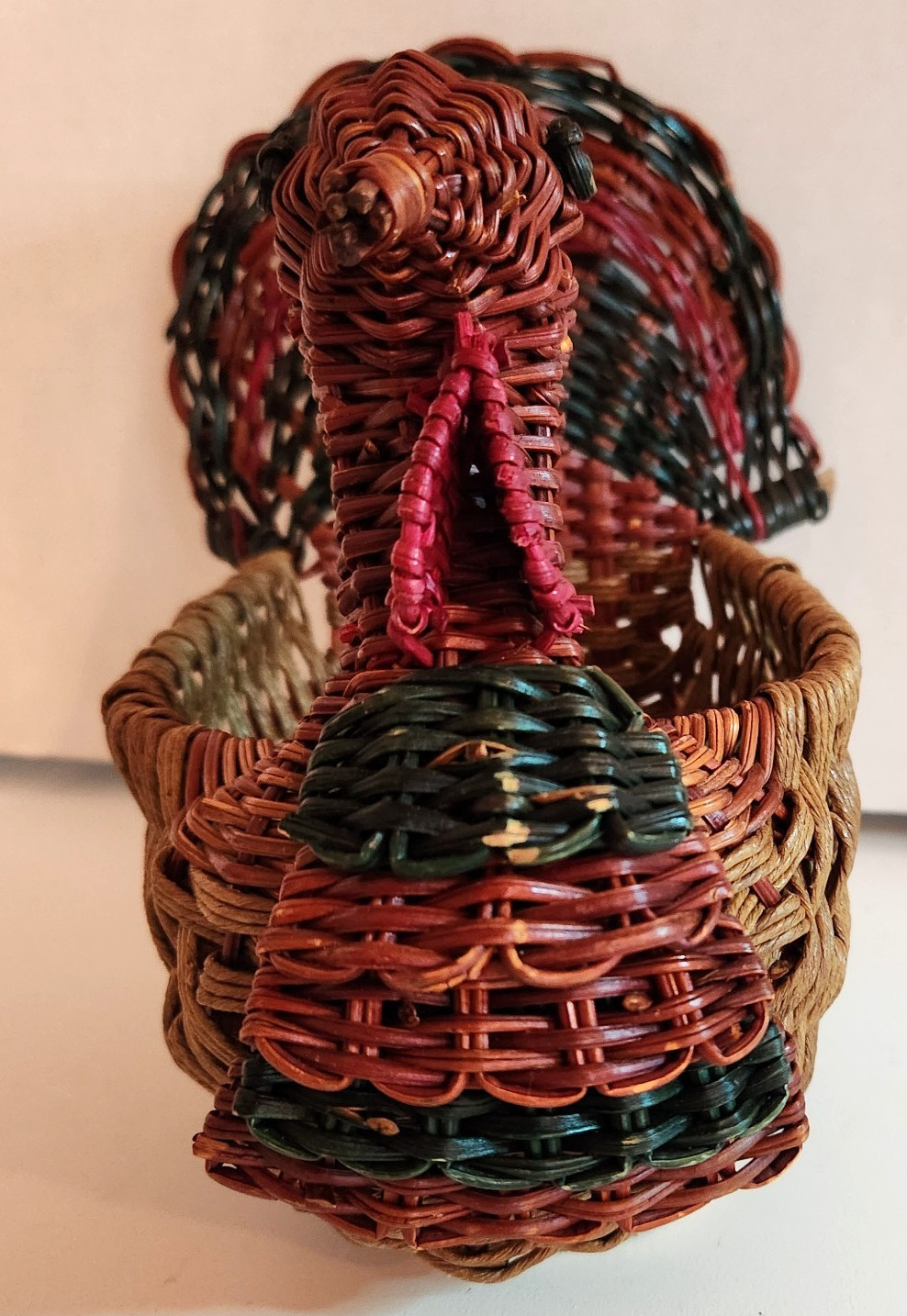Turkey Shaped Wicker Basket Table Decor Thanksgiving Fall Centerpiece Rustic