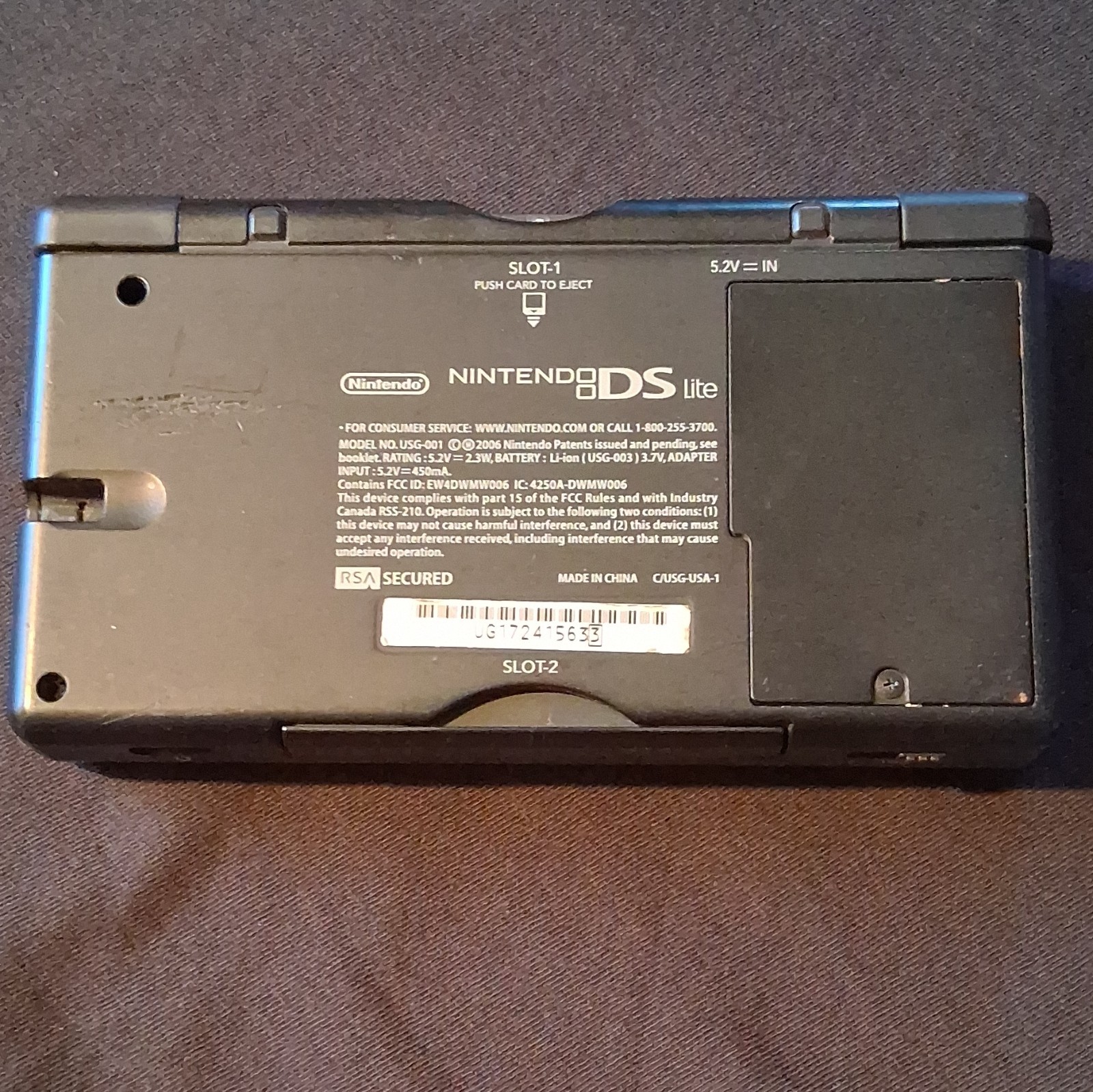 Nintendo DS Lite USG-001 Black Handheld Console Touchscreen NTSC-U/C