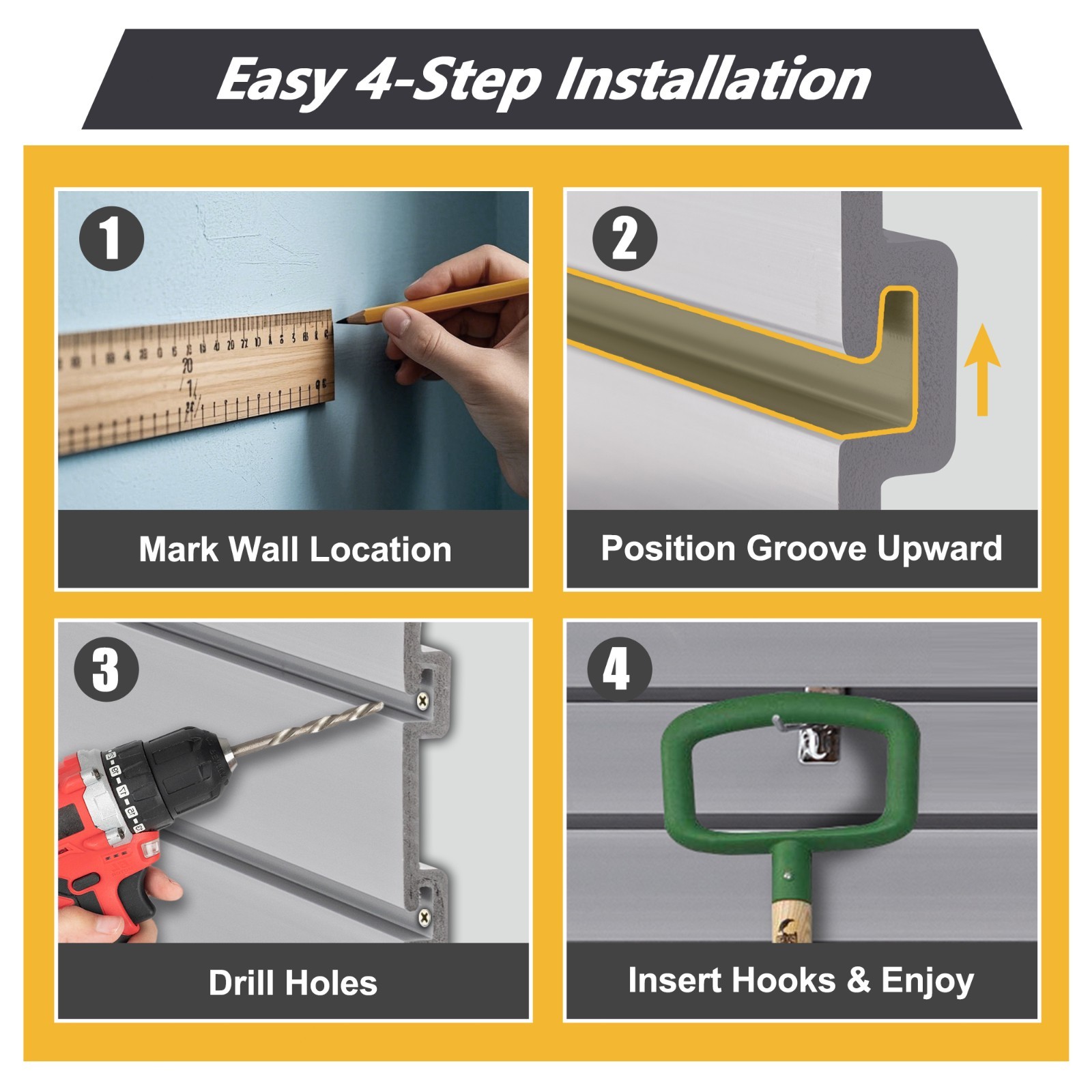 8 x4 PVC Slat Wall Paneling Interlocking Slatwall Panels Garage Storage - Hooks