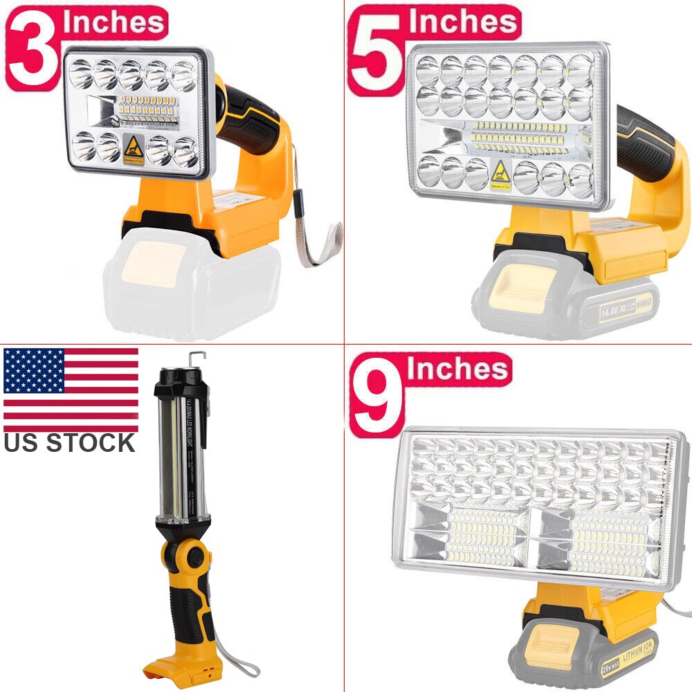 9W 18W 35W 40W Cordless LED Work Light for Dewalt 20v Battery Outdoor Flashlight