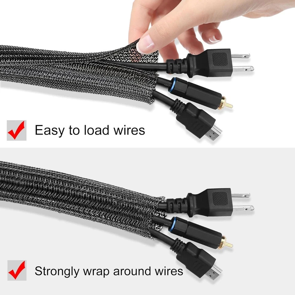 10ft - 1/2 inch Cord Protector Cable Sleeve Split Wire Loom Tubing for Power Cor