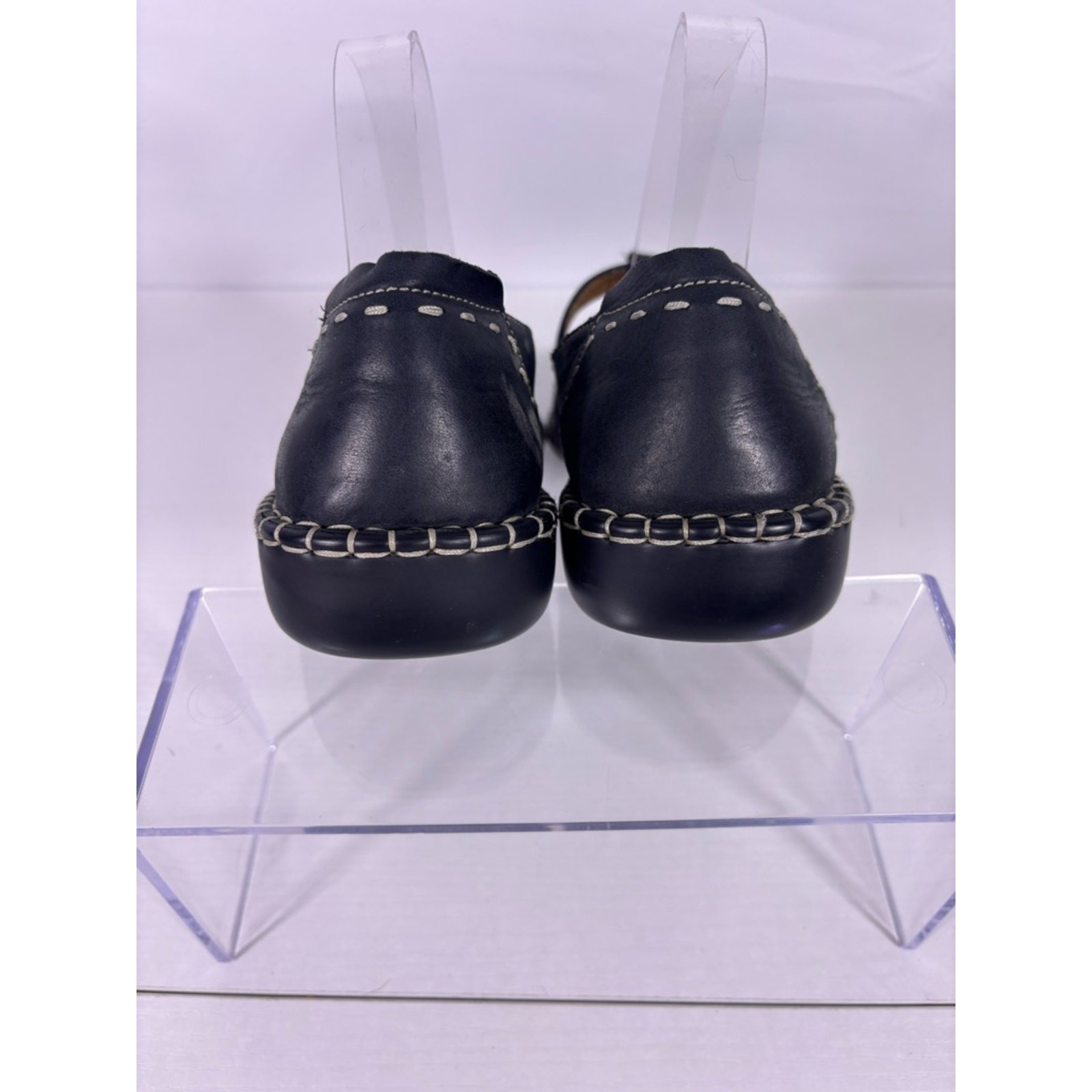 Josef Seibel Black Leather Mary Jane Flats Contrast Stitching Comfort Shoes 41