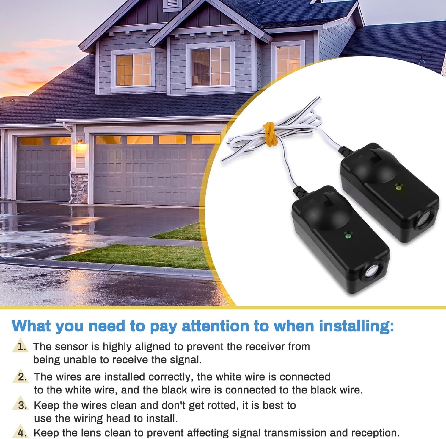 Safety Sensor Kit, Replacement for Craftsman/Chamberlain/Liftmaster Garage Do...
