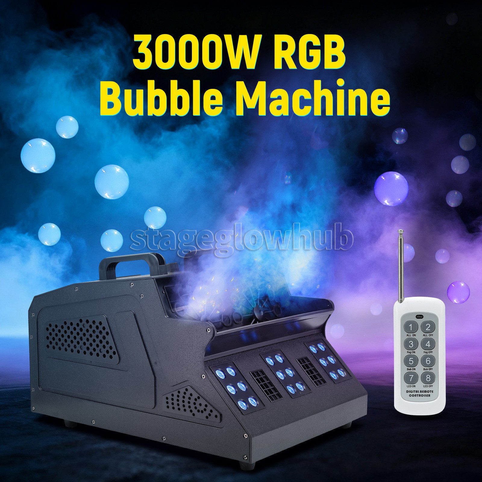PAIDUN 3000W Fog Smoke Bubble Machine DMX Remote Control Stage Effect Wedding DJ