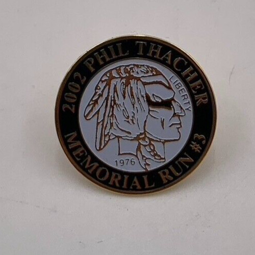 VTG Phil Thacher Memorial Run 2002 Harley Davidson Chief IndiaRiders Button Pin