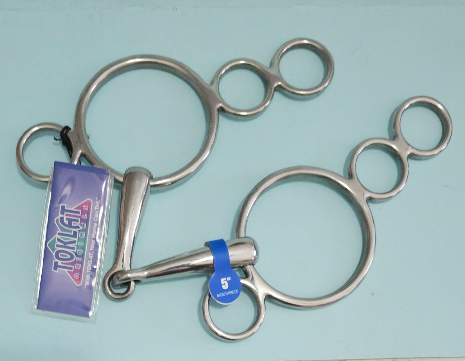 Toklat 88-15455 Stainless Steel 4-Ring Continental Gag Snaffle 5-Inch Bit NWT