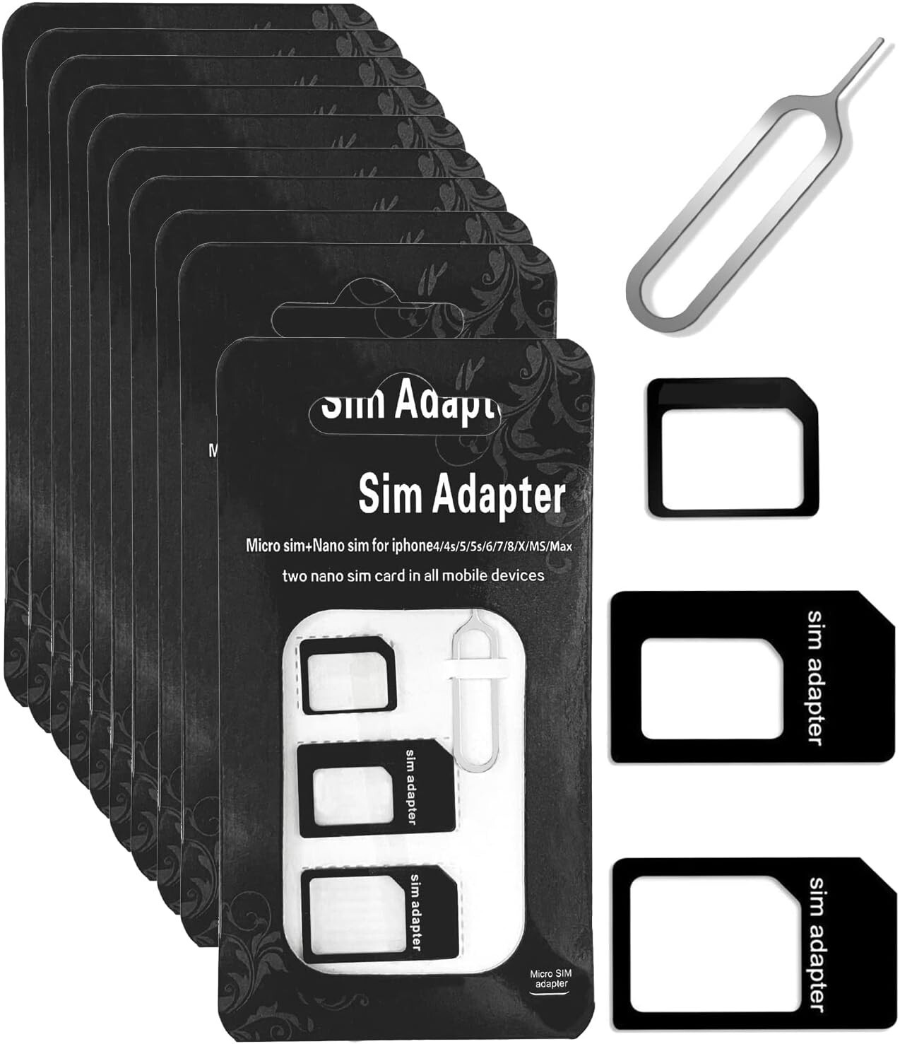 SIM Card Adapter Converter Set for Mobile Devices & Phones (Nano & Micro)