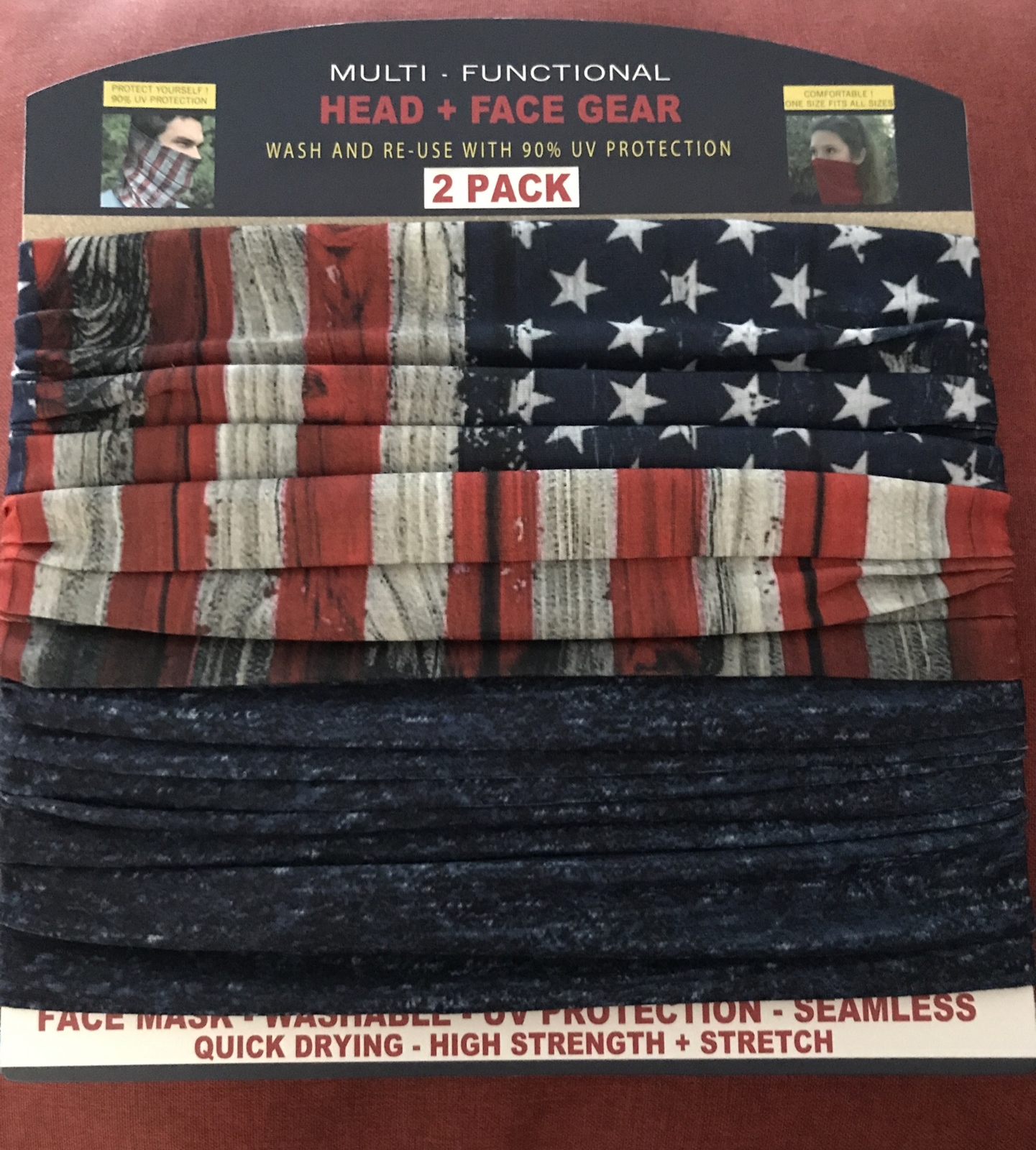 2 pk Americana USA Flag Multi Function Head NECK Gaiter Face Mask Hunting Cover
