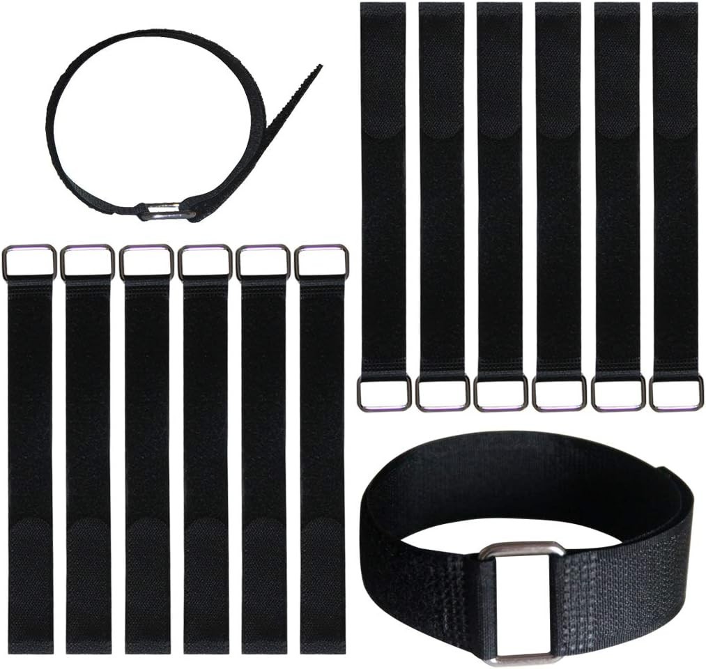 12 Inch Reusable Fastening Cable Straps - Hook and Loop Fixing Straps - 12 Pack