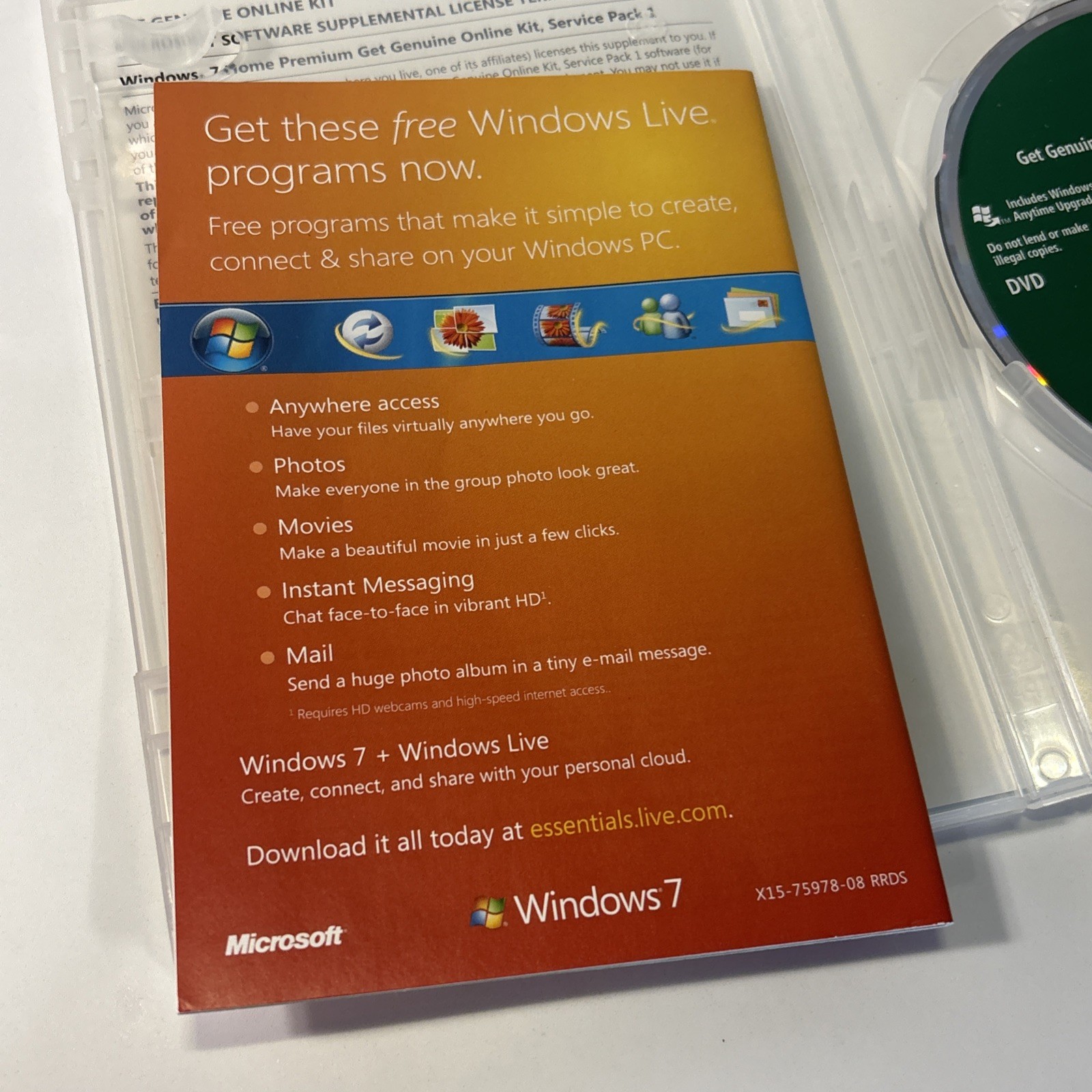 Microsoft Windows 7 Home Premium Upgrade 2 Discs 32 And 64 Bit Good Condition