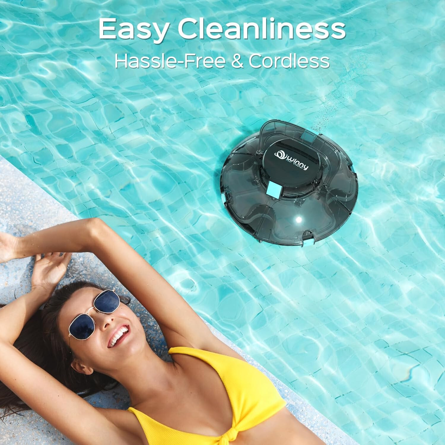 light duty transparent Cordless Robotic Pool Cleaner 538sq.ft Flat Above Ground