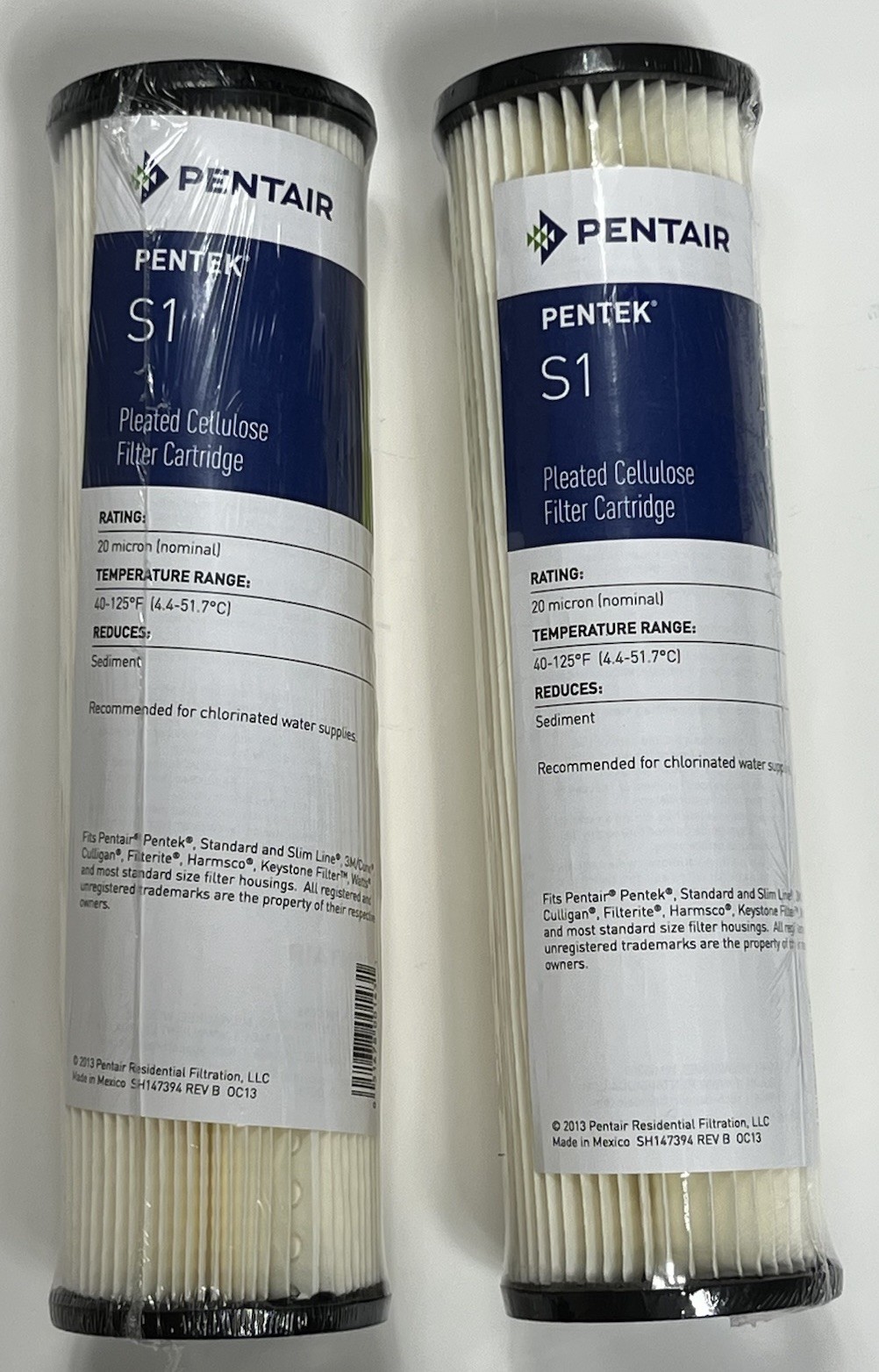 Pentair Pentek S1 Pleated Cellulose Water Filter Cartridge Lot Of 2 NEW