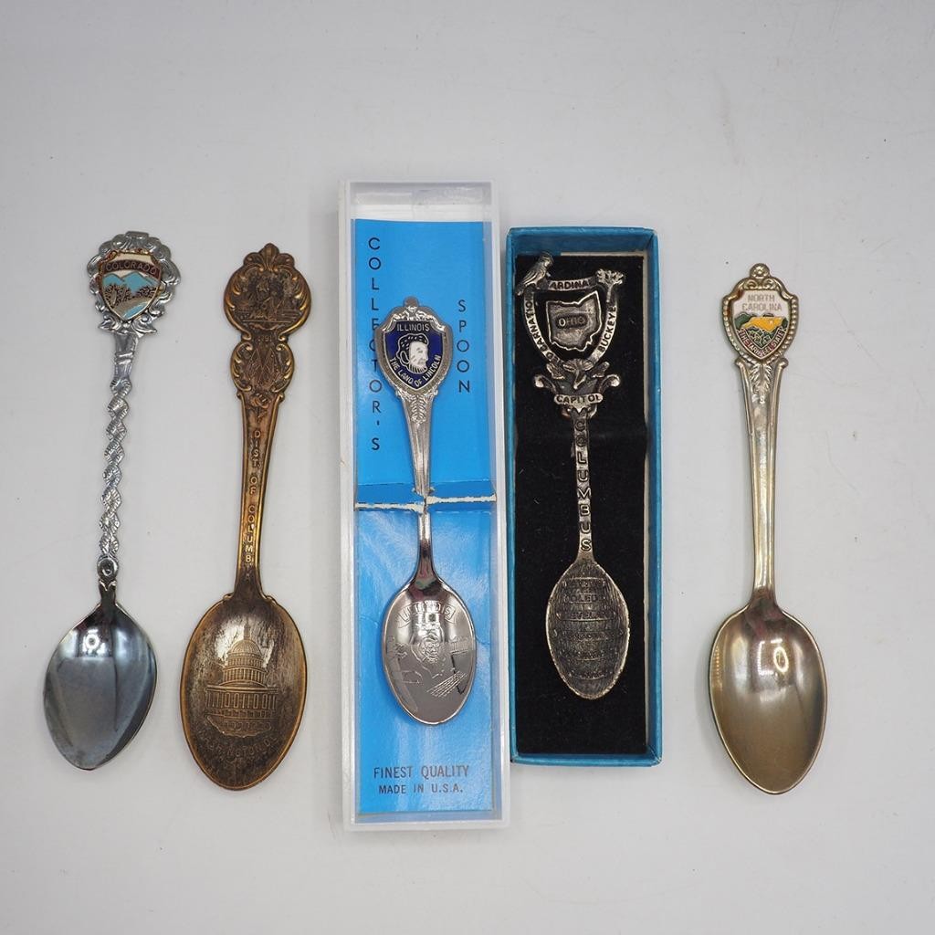 Lot of 5 United States Theme Travel Souvenir Collectors Spoon
